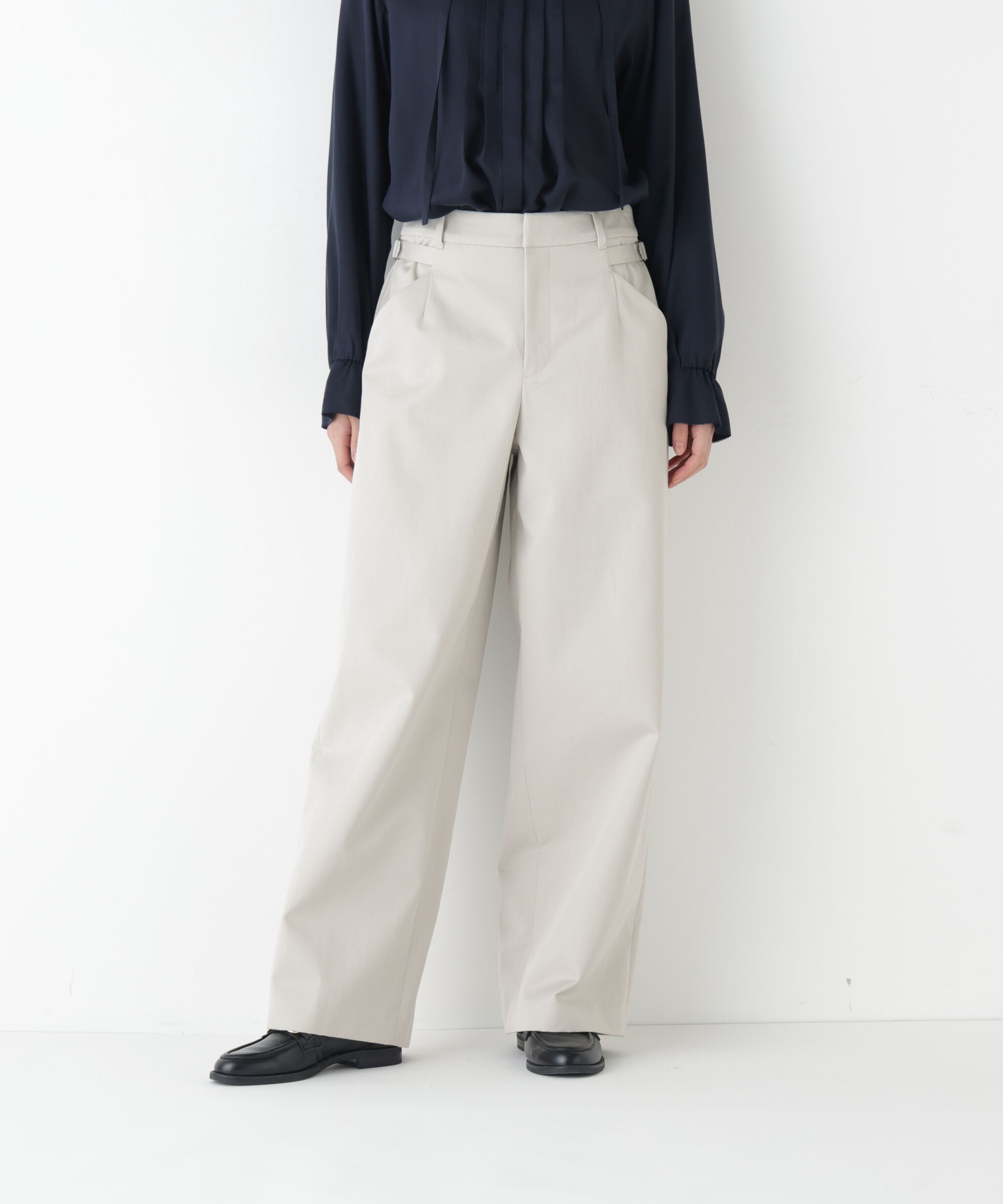  「◆《マルチサイズ/ウォッシャブル》ＯＧダブルクロスセミワイドパンツ」|その他|グレージュ2