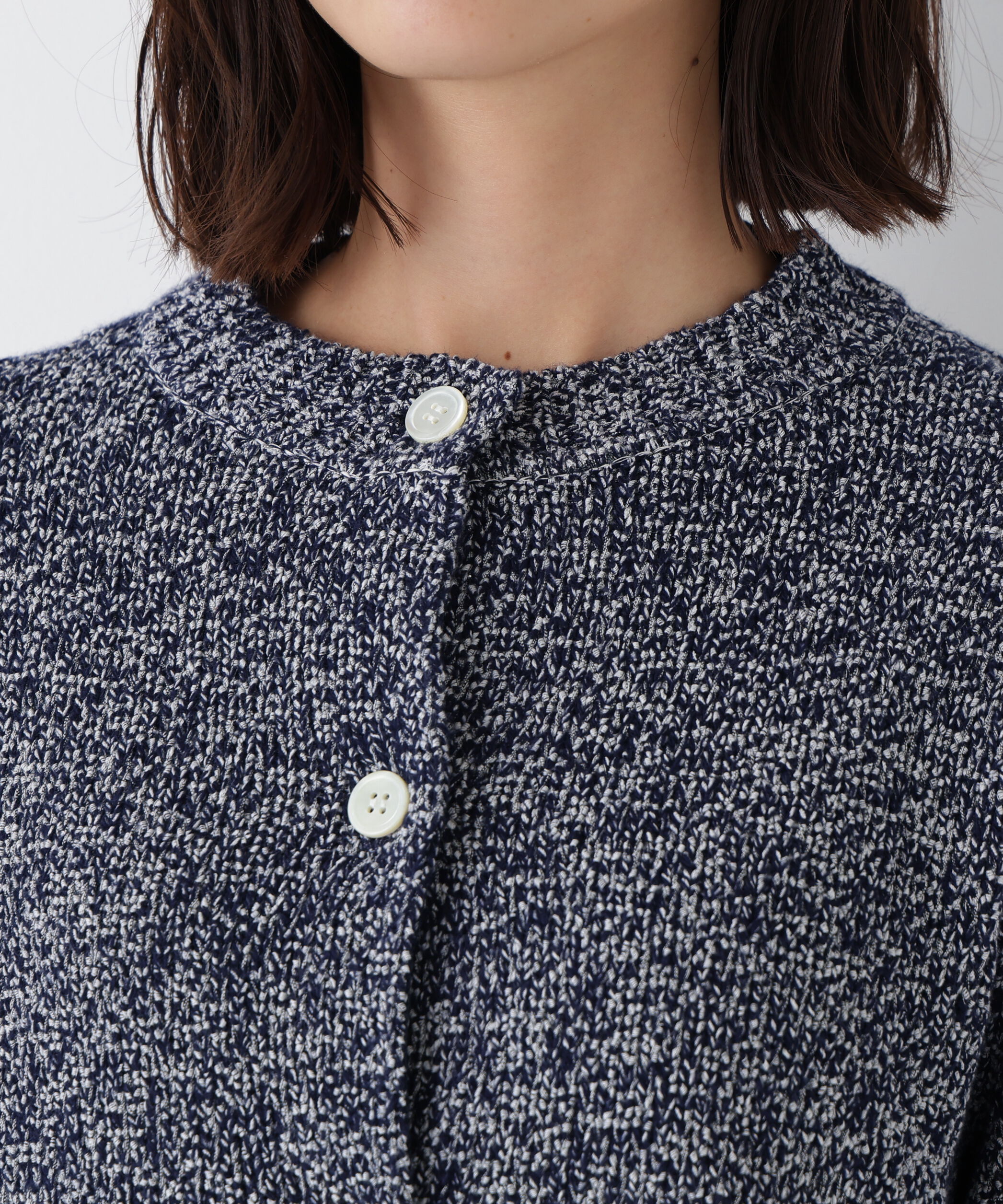  「◆《ウォッシャブル》ＭＩＸヤーンクルーネックカーディガン」|ニット・セーター|