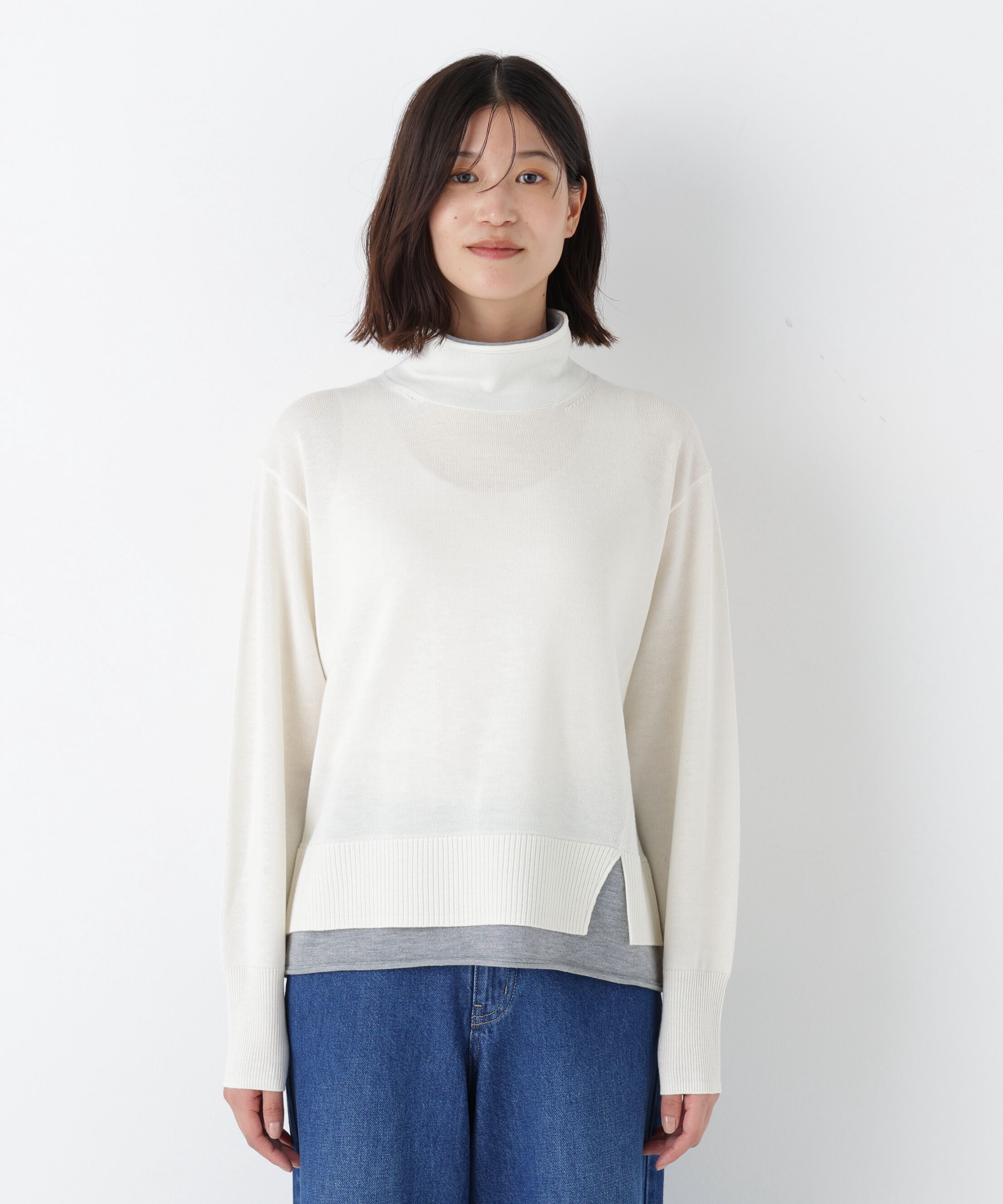  「◆《ウォッシャブル》ウールＭＩＸハイゲージバイカラータートルＰ／Ｏ」|ニット・セーター|