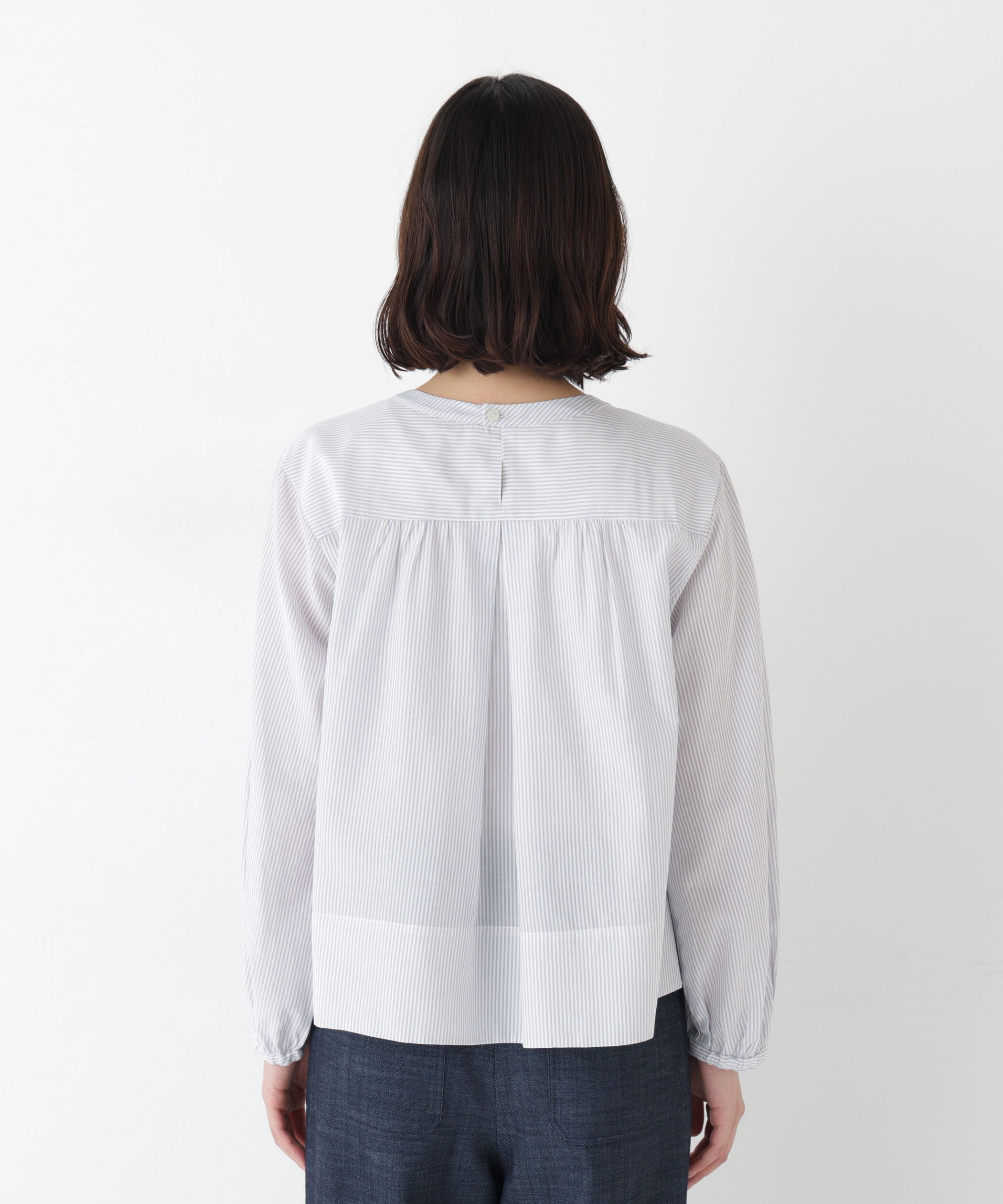  「◆《ウォッシャブル》ストライプボリュームブラウス」|シャツ・ブラウス|