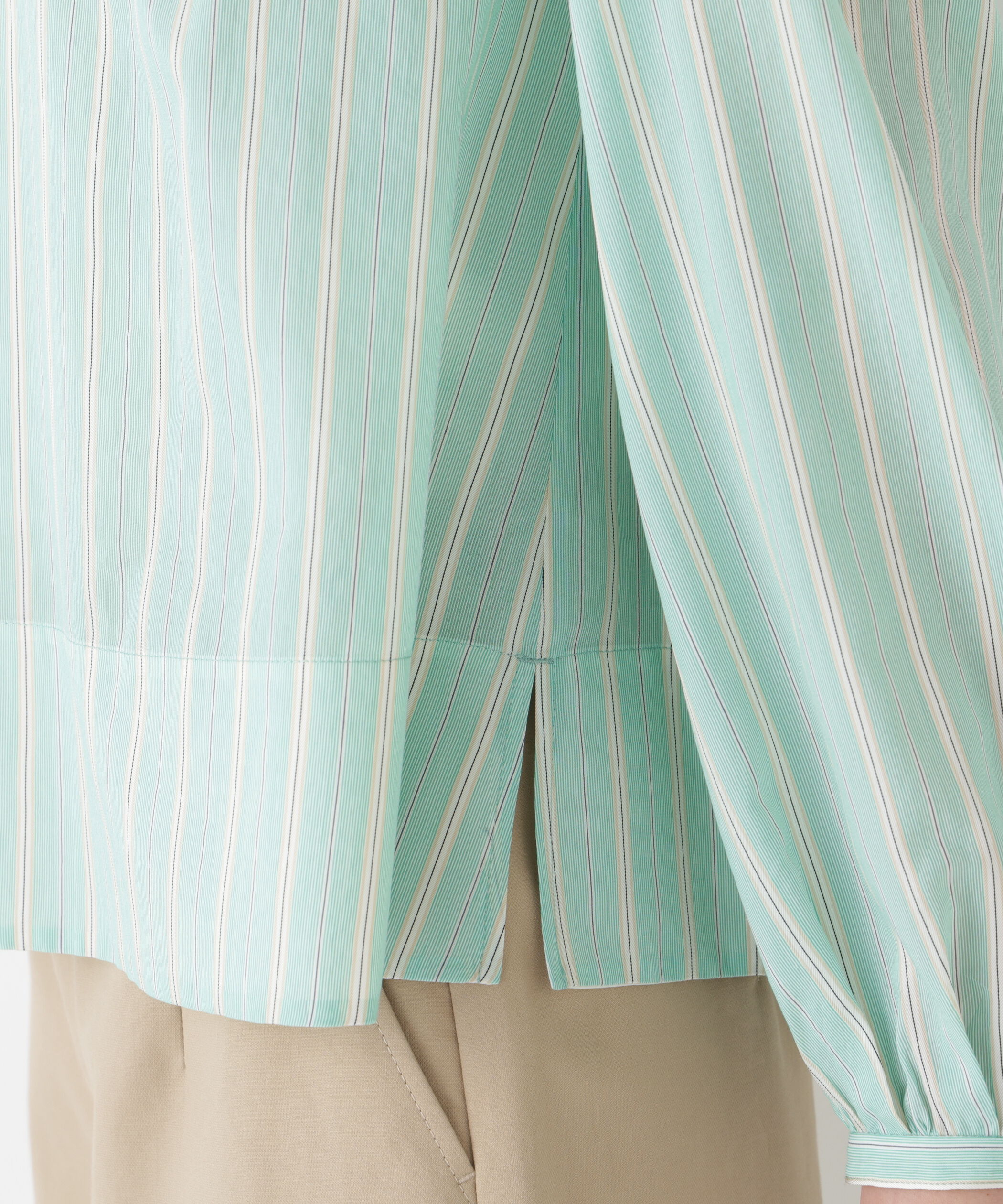  「◆《ウォッシャブル》ストライプボリュームブラウス」|シャツ・ブラウス|