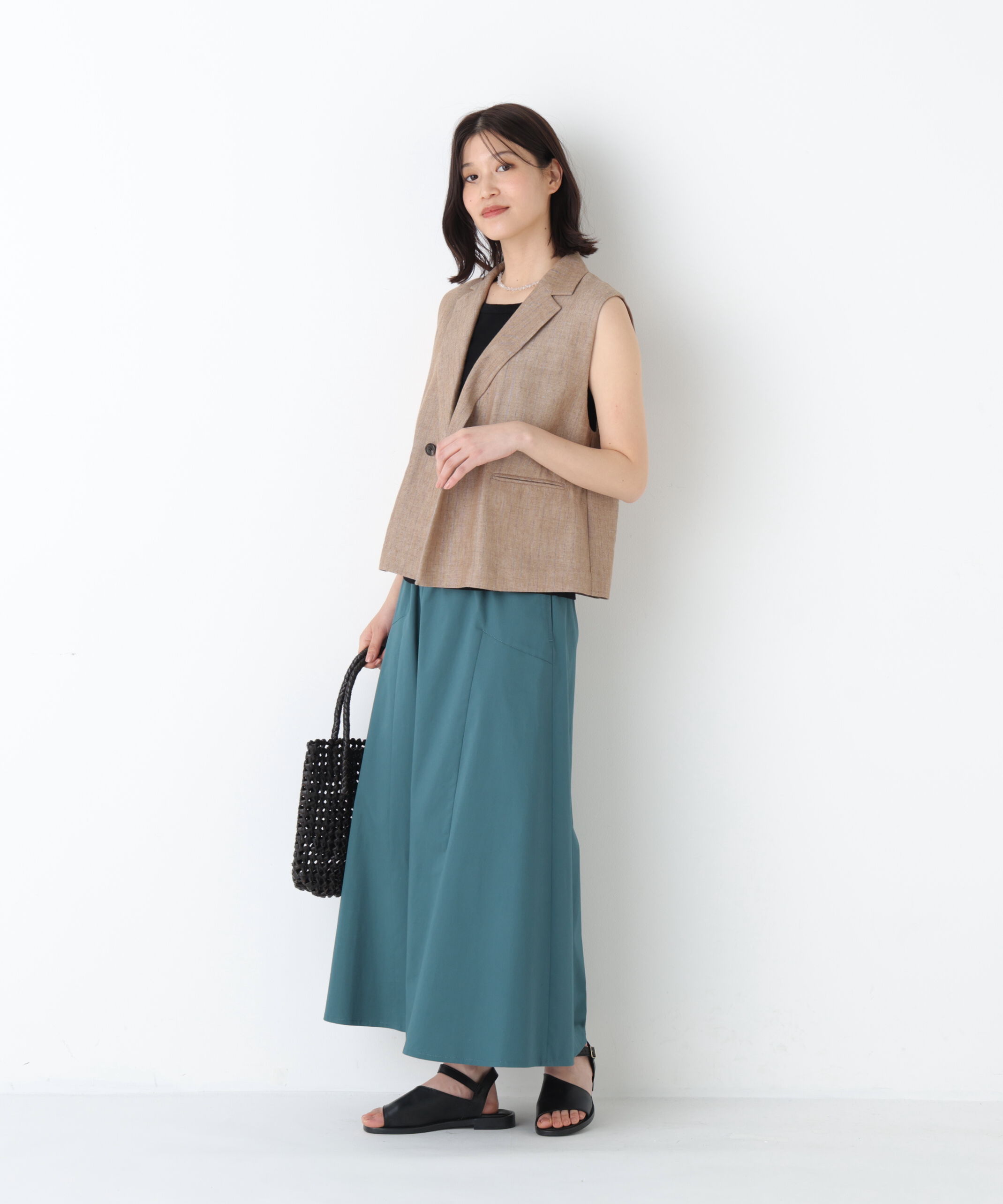  「◆《ウォッシャブル》ドライタッチリネン混ショートジレ」|ブルゾン・スタジャン|