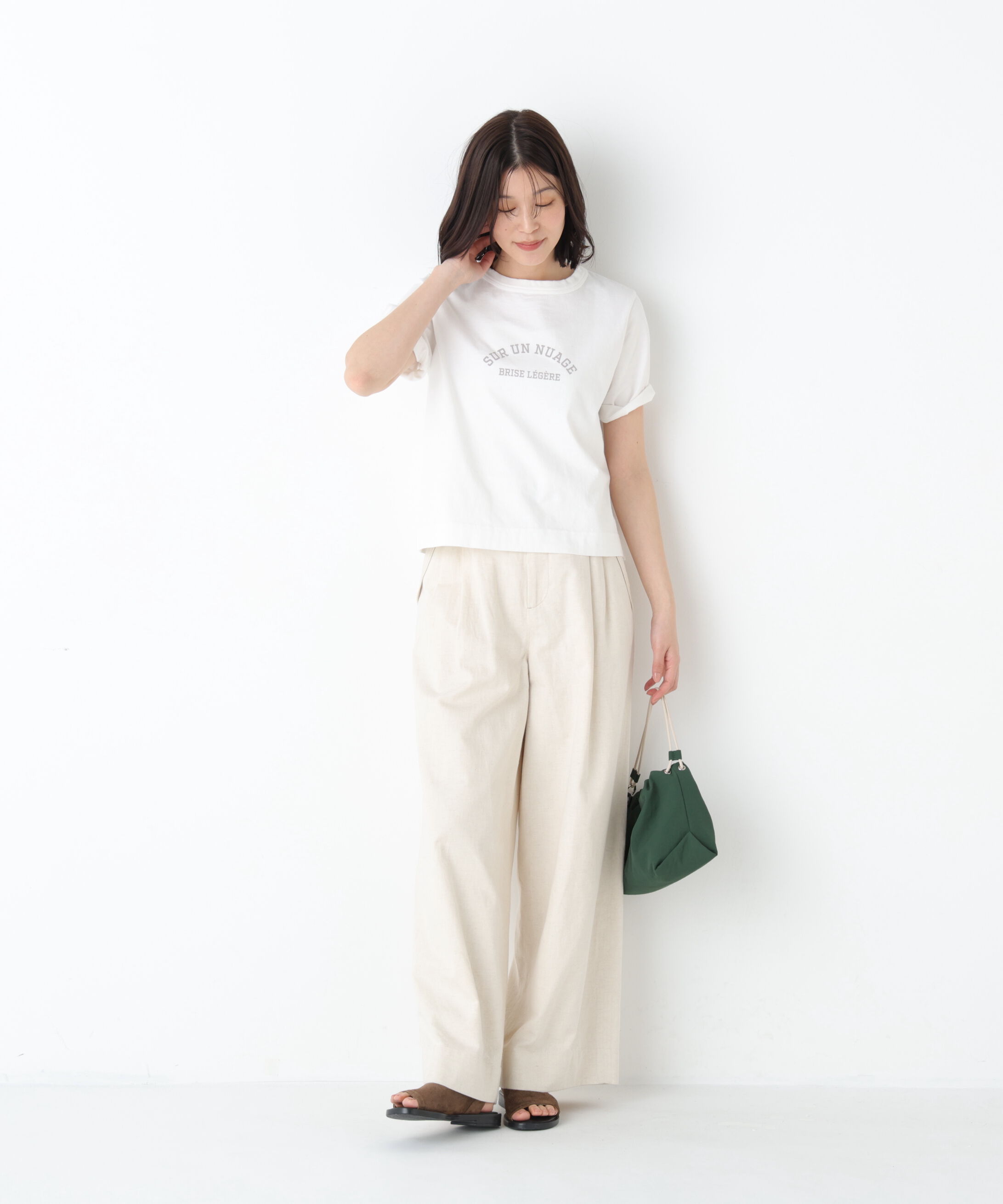  「◆綿麻ライトオンスデニムワイドパンツ」|その他|