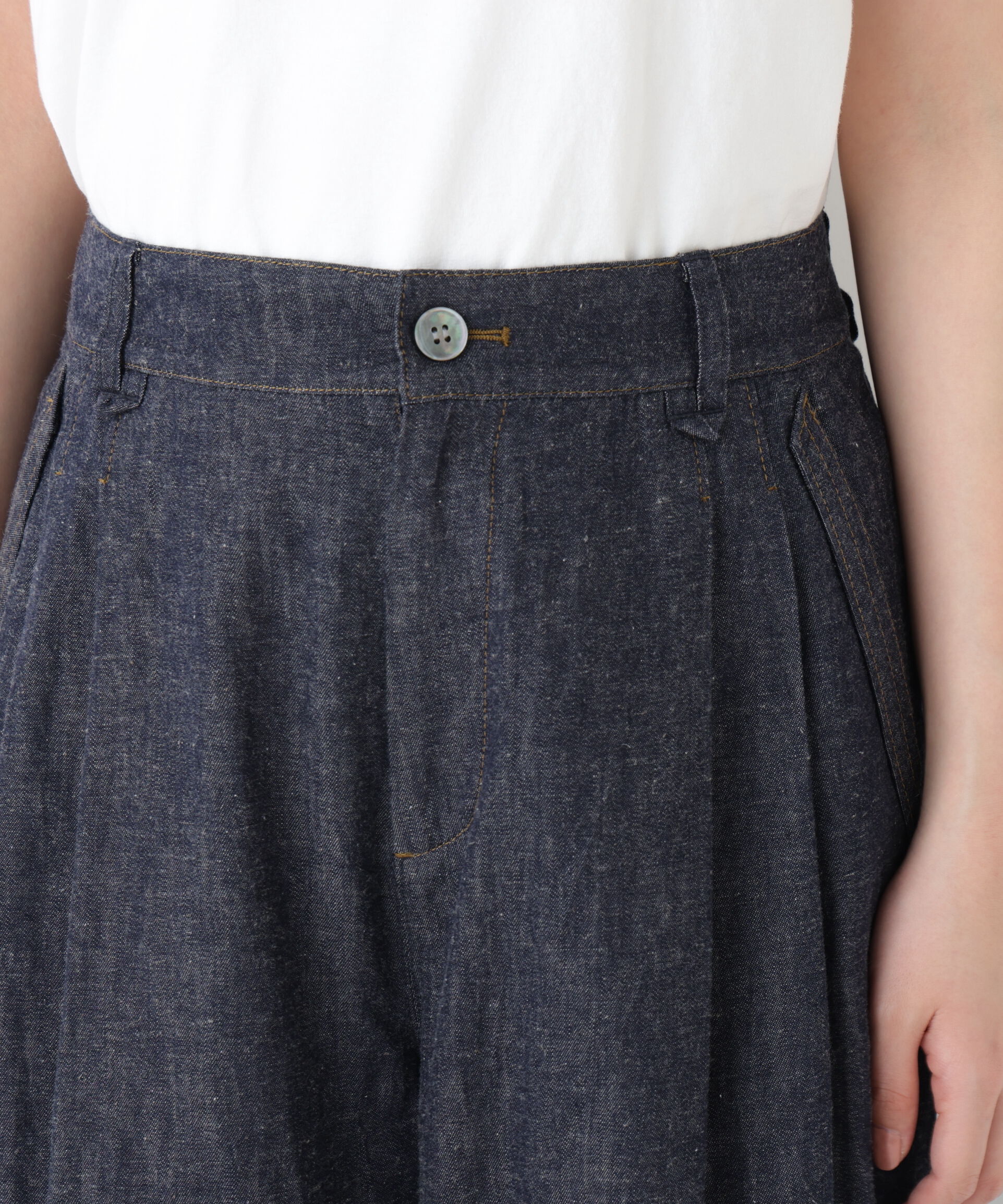  「◆綿麻ライトオンスデニムワイドパンツ」|その他|