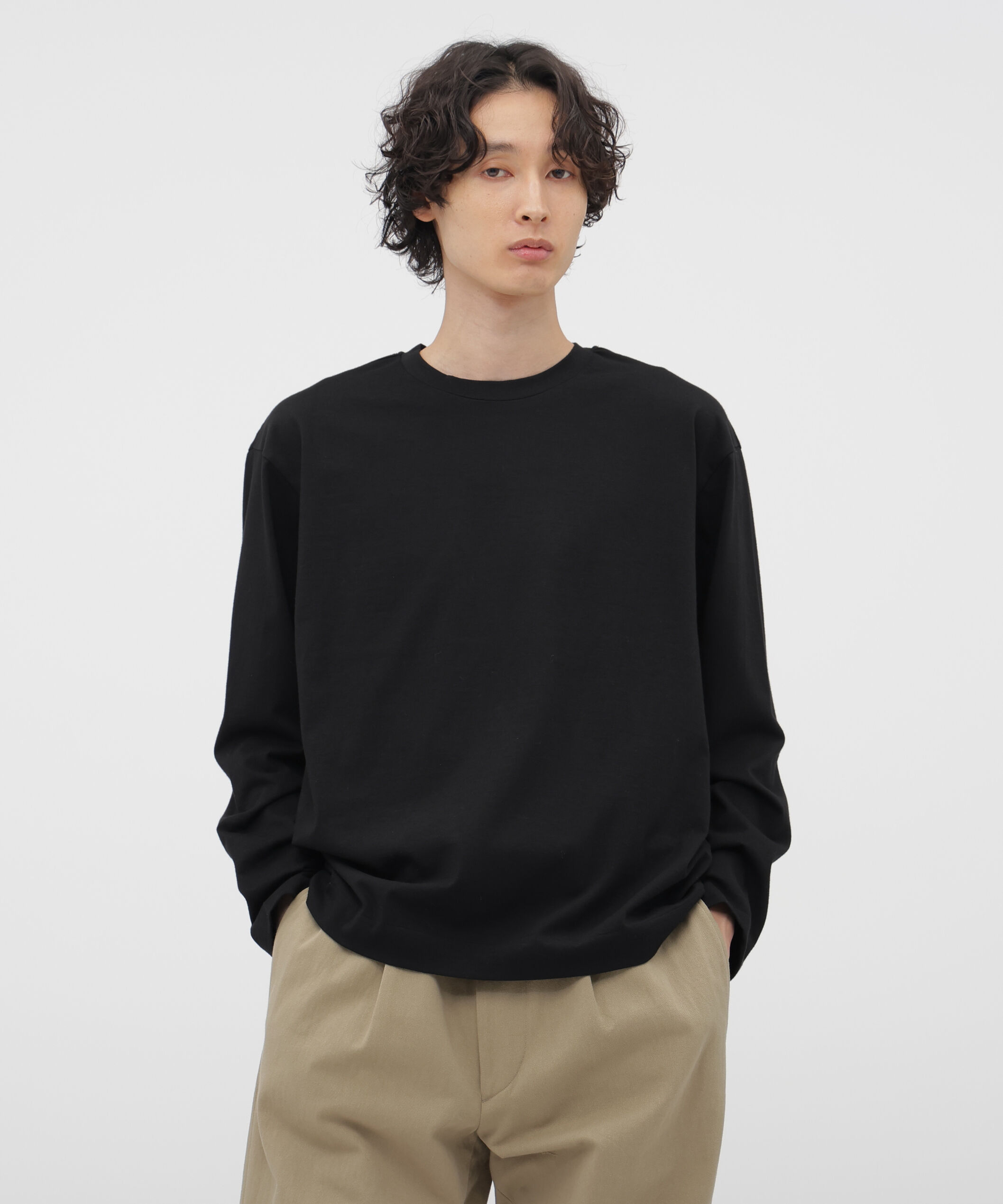 MARGARET HOWELL「PLAIN COTTON JERSEY TOP」|Tシャツ・カットソー|BLACK