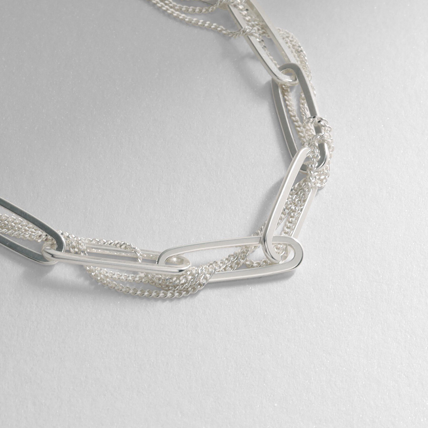 COCOSHNIK ONKITSCH「シルバー ミックスチェーン フラットカーブ スルー ブレスレット」|ブレスレット・バングル|