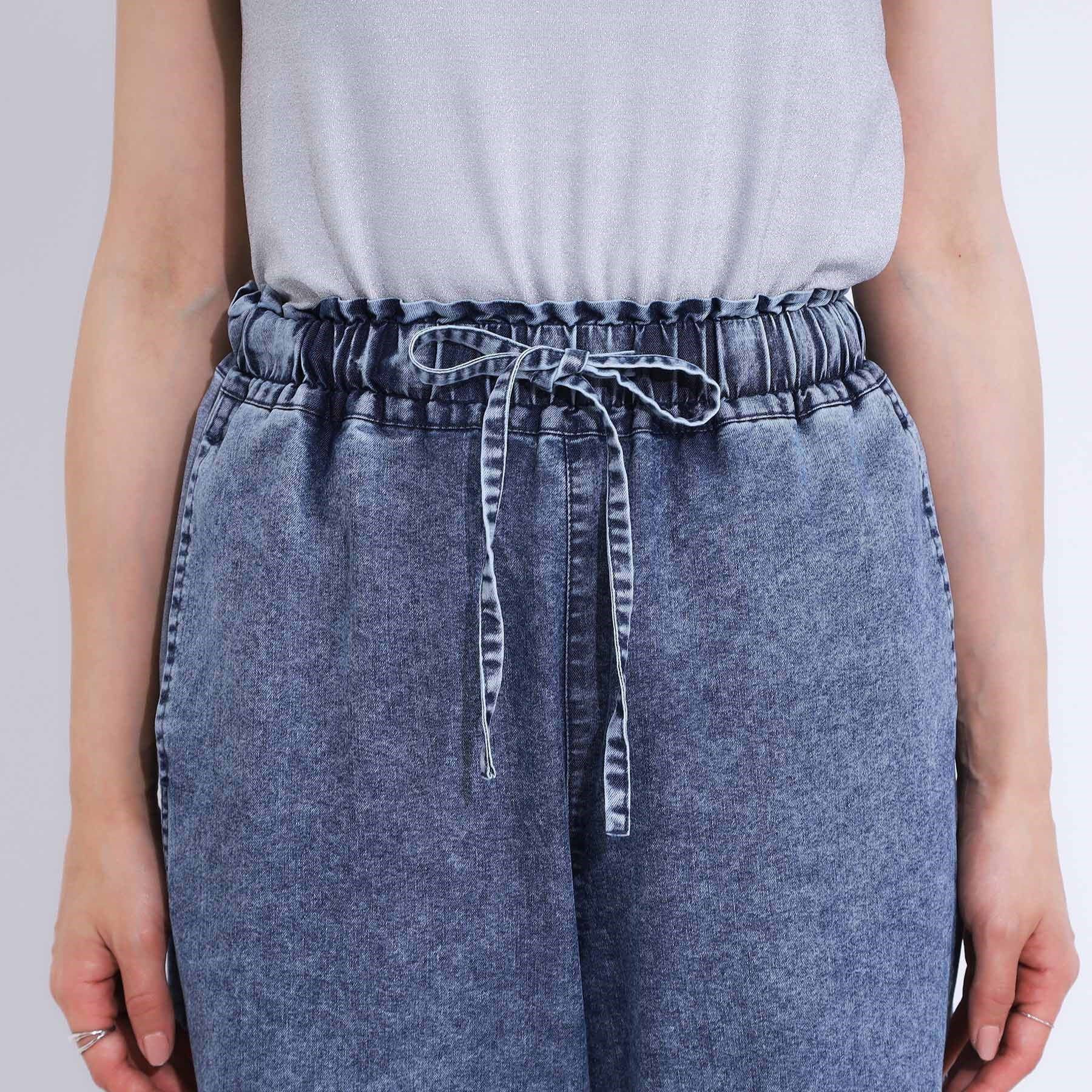 SHOO･LA･RUE「【S-LL】サイドラインがアクセント イージーデニムパンツ」|デニム|