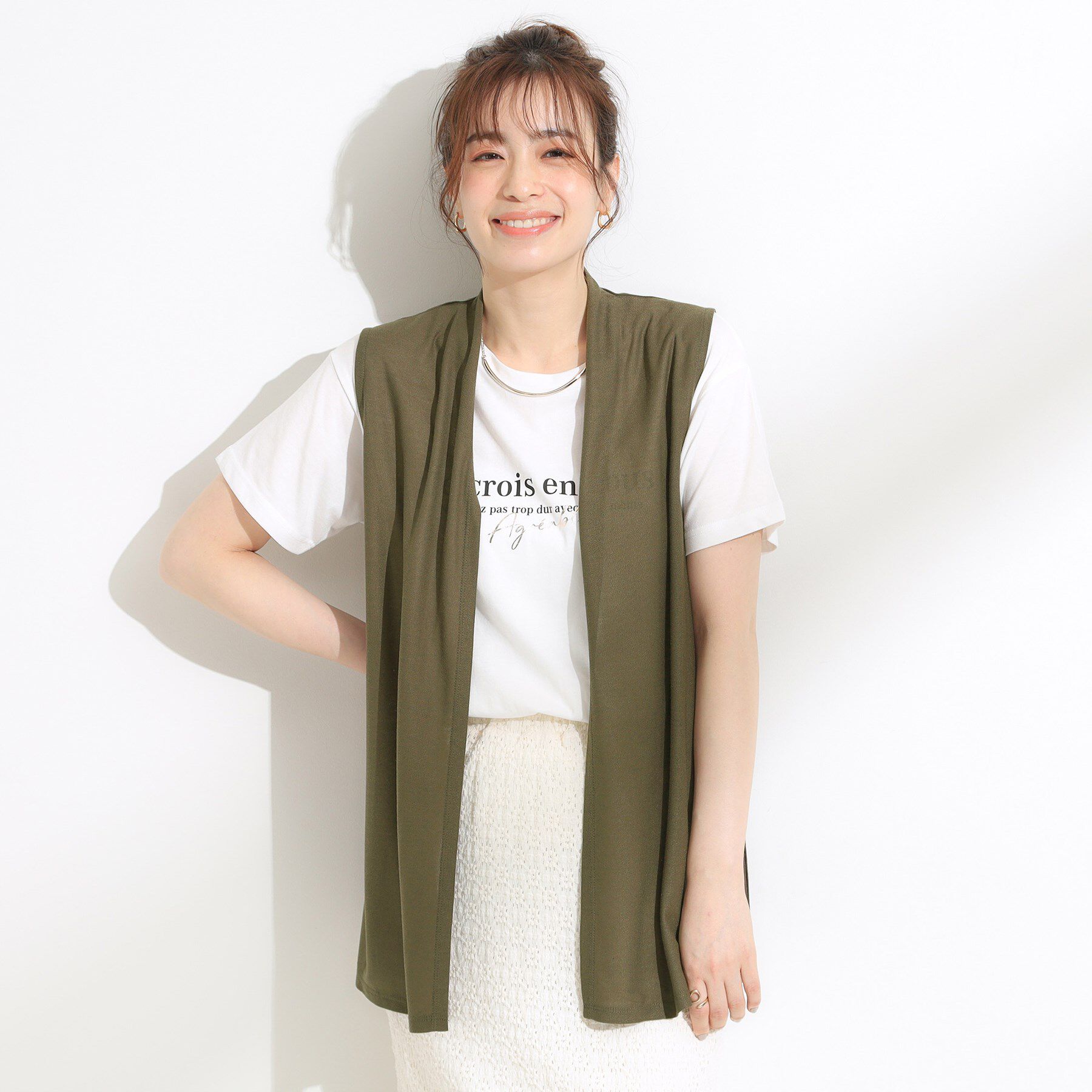 SHOO･LA･RUE「【2点セット】着回しいろいろ ジレ＋ロゴTシャツ」|その他|