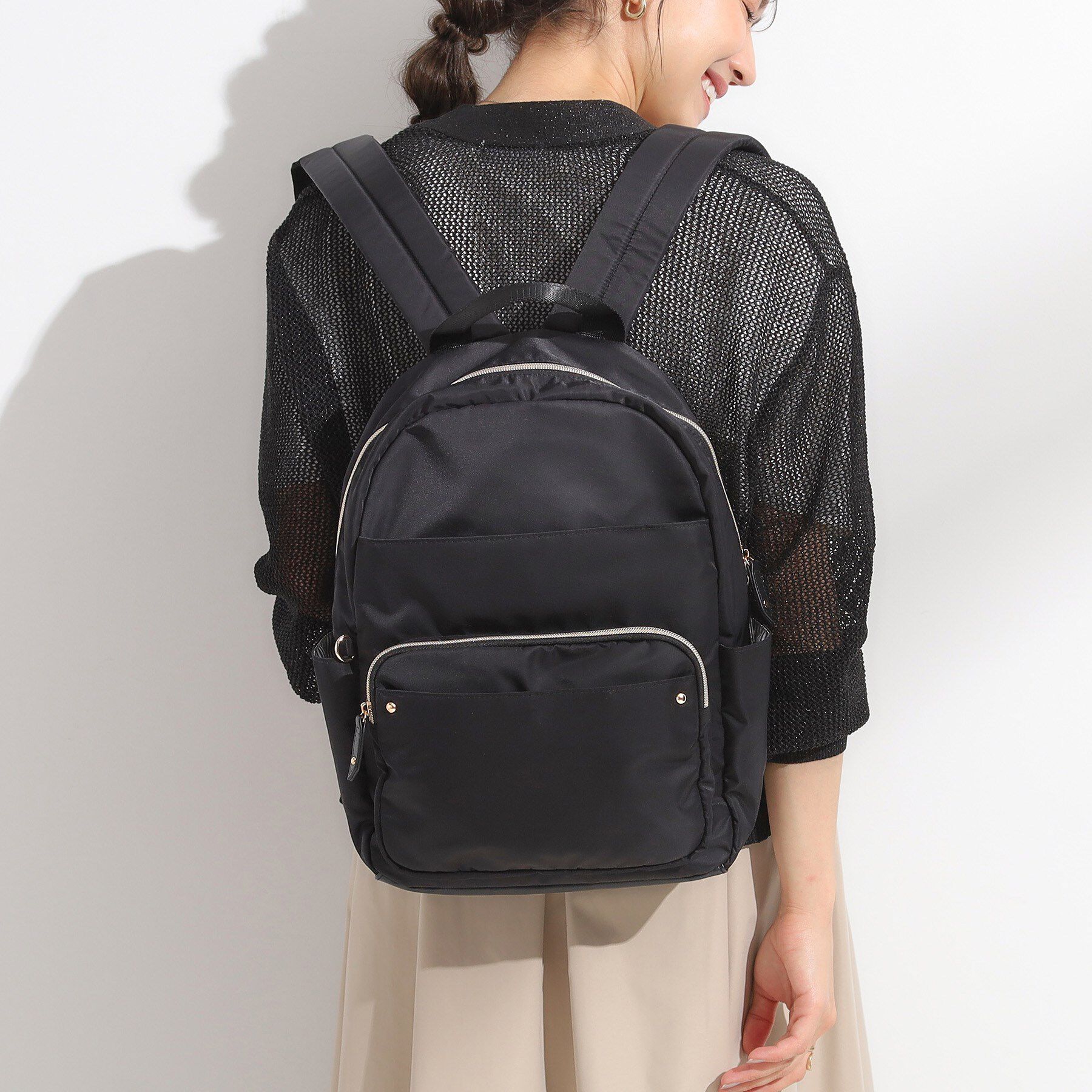 SHOO･LA･RUE「【撥水】整理整頓できちゃうリュック【低反発ショルダー】」|リュック|ブラック(019)