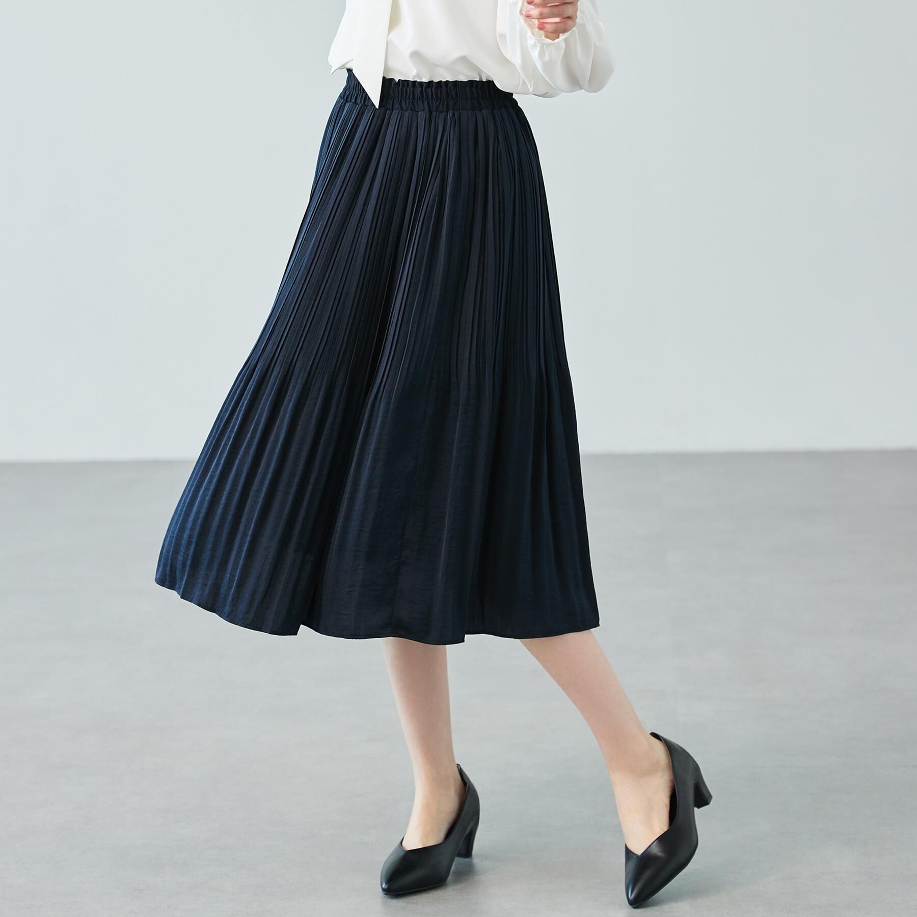 SHOO･LA･RUE「【洗濯機可/着丈選べる】オンにもオフにも 軽やかプリーツスカート」|スカート|