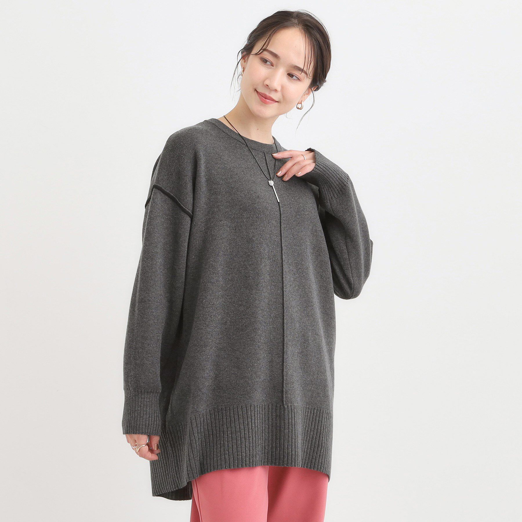 SHOO･LA･RUE「【洗濯機可/毛玉レス】上品に体型カバー チュニックニットワンピース」|チュニック|