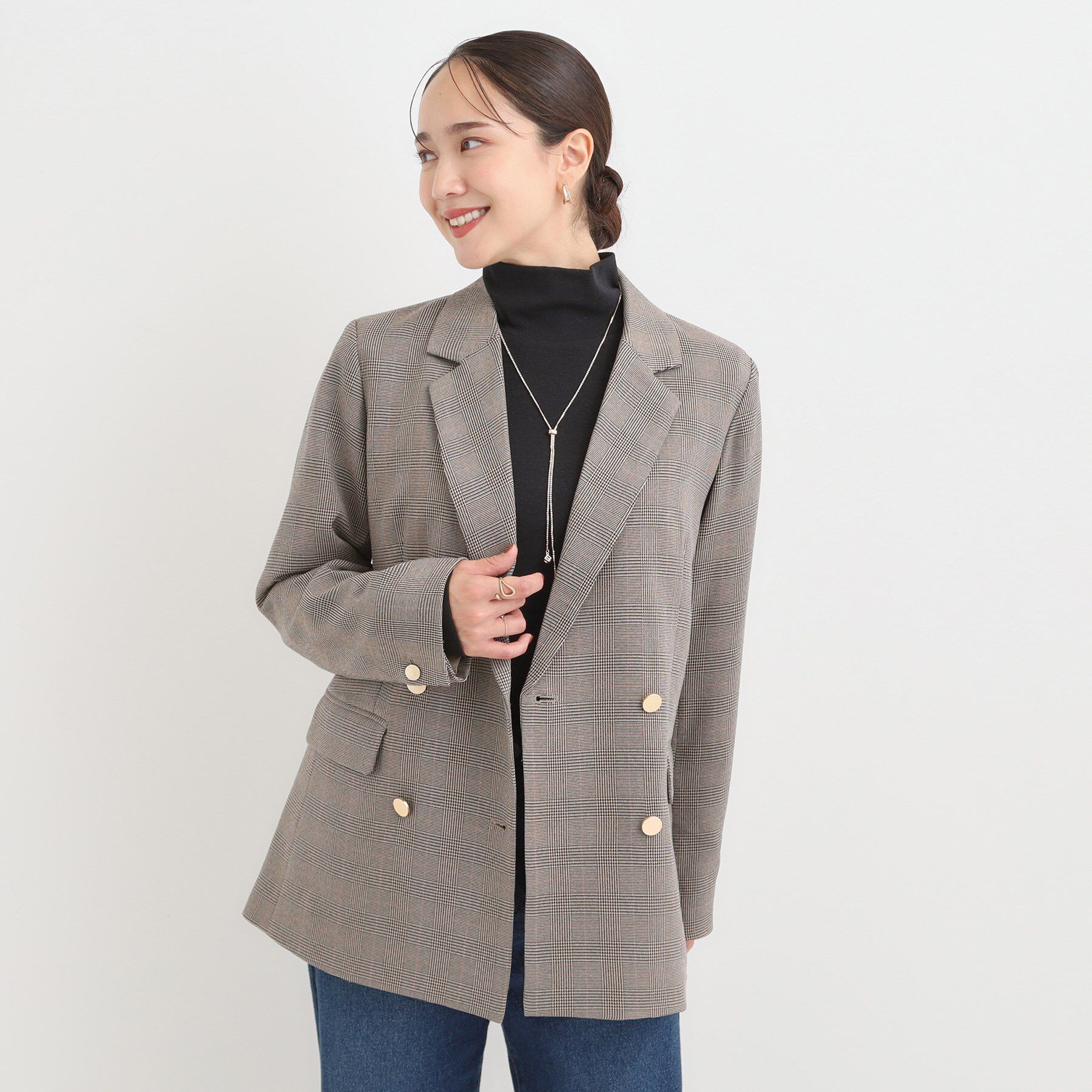 SHOO･LA･RUE「【洗える/S-LL/セットアップ可】カジュアルからきれいめまで ダブルジャケット」|テーラードジャケット|