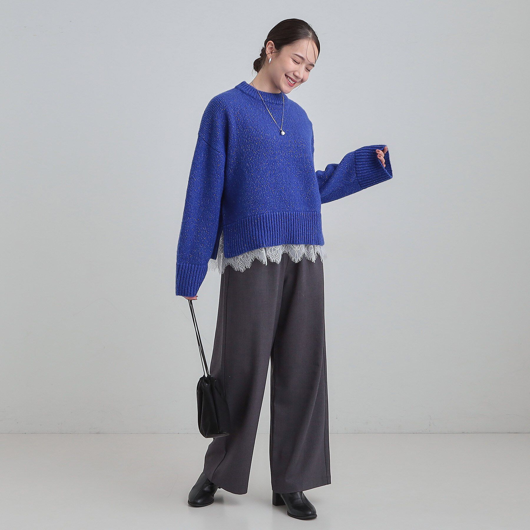 SHOO･LA･RUE「【S-LL】インせず着られる 裾レースラメニット」|ニット・セーター|