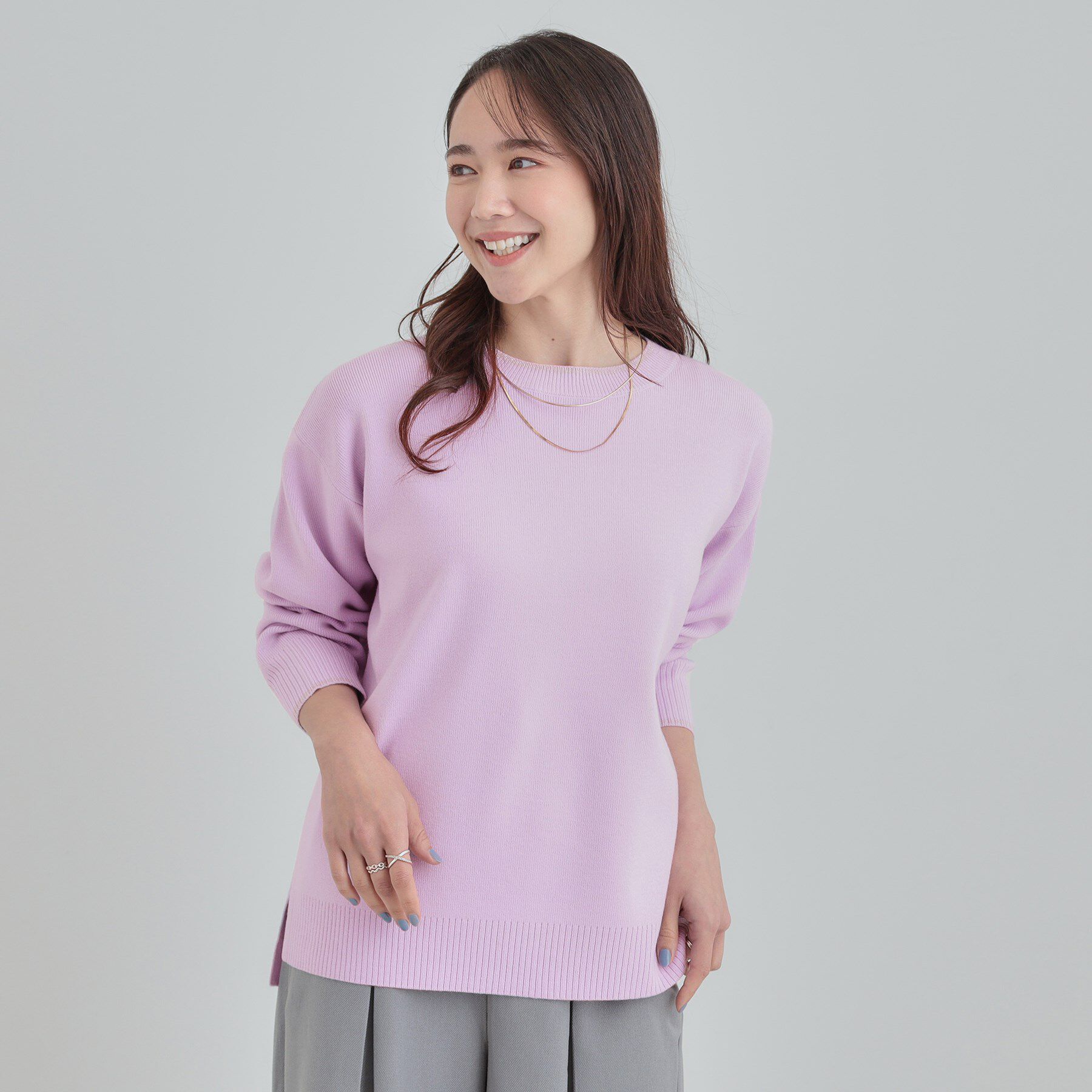 SHOO･LA･RUE「【洗濯機可/セットアップ可/毛玉になりにくい】さりげないラメ使いで差をつける クルーネックニット」|ニット・セーター|