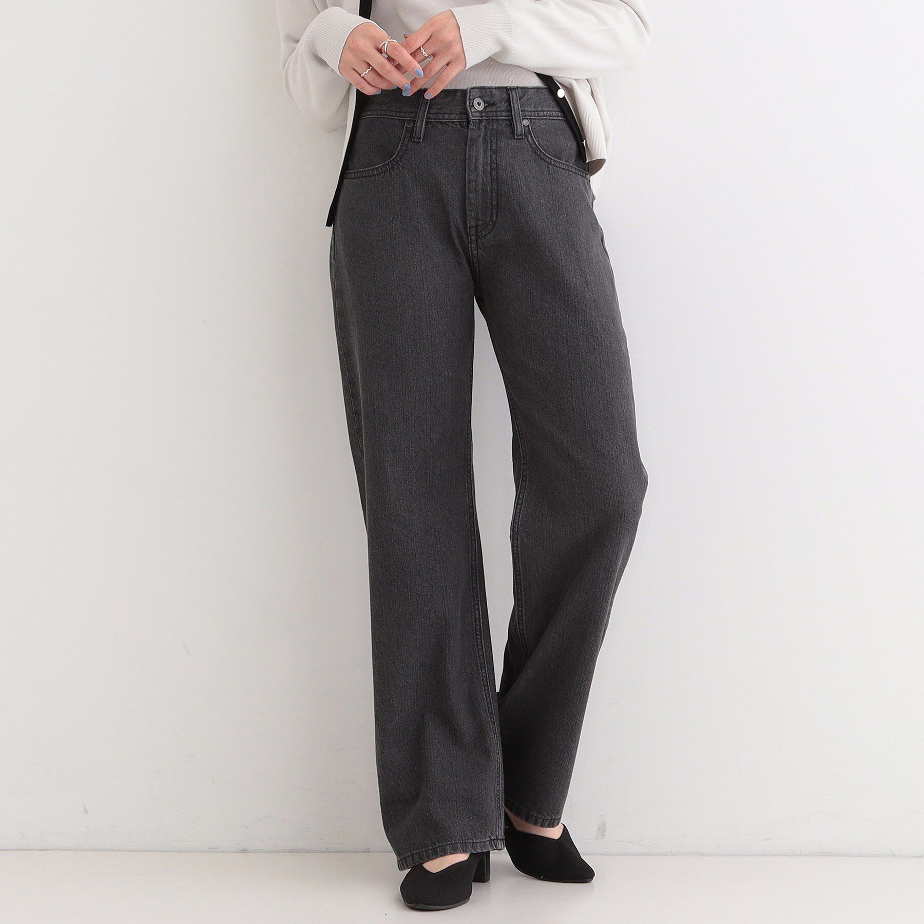 SHOO･LA･RUE「【SHOO・LA・RUE DENIM/SS-LL】程よい厚みの ストレートデニムパンツ（10.5オン」|デニム|ブラック(019)