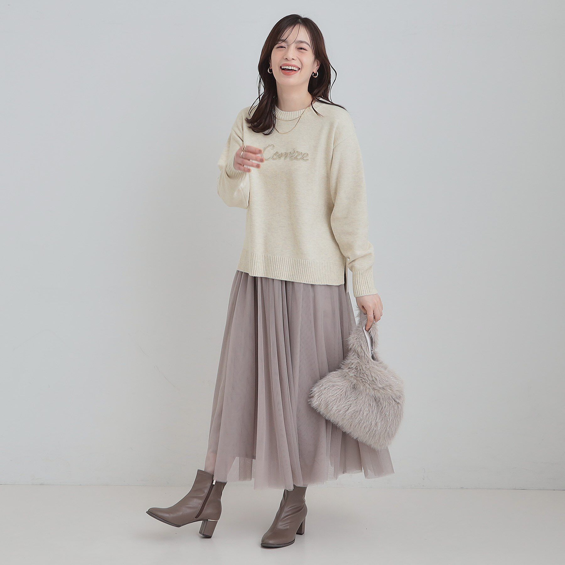 SHOO･LA･RUE「【S-LL/洗濯機可】ふわふわがやみつきになる柔らかさ スウェットライクロゴニット」|ニット・セーター|