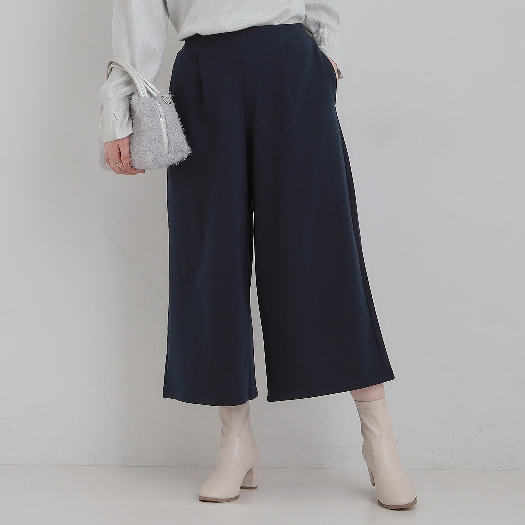 SHOO･LA･RUE「【洗濯機可/S-LL】体型カバーにも ガウチョパンツ」|その他|ネイビー(094)