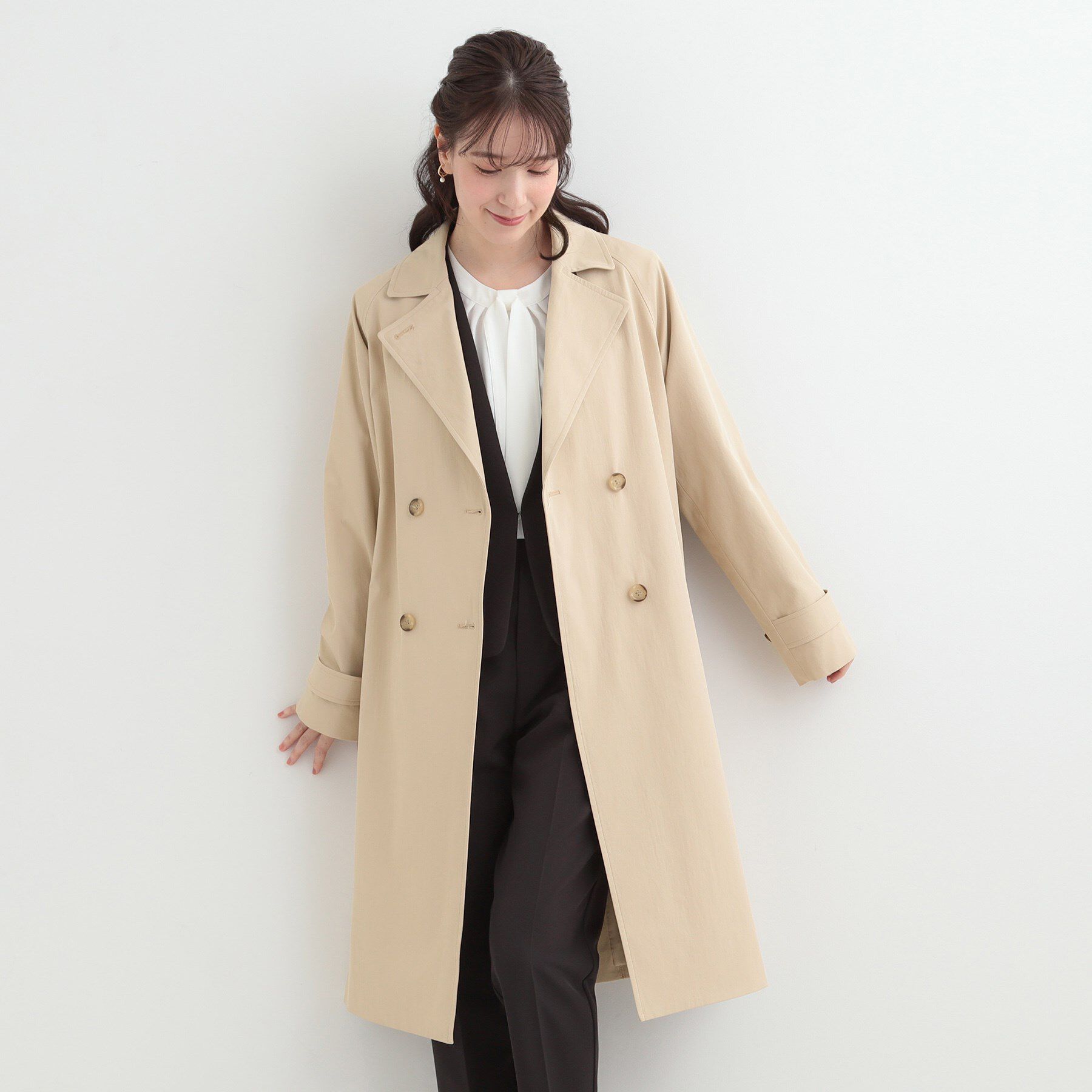 SHOO･LA･RUE「【S-LL/撥水】通勤やお出かけにも活躍 ロングトレンチコート」|トレンチコート|