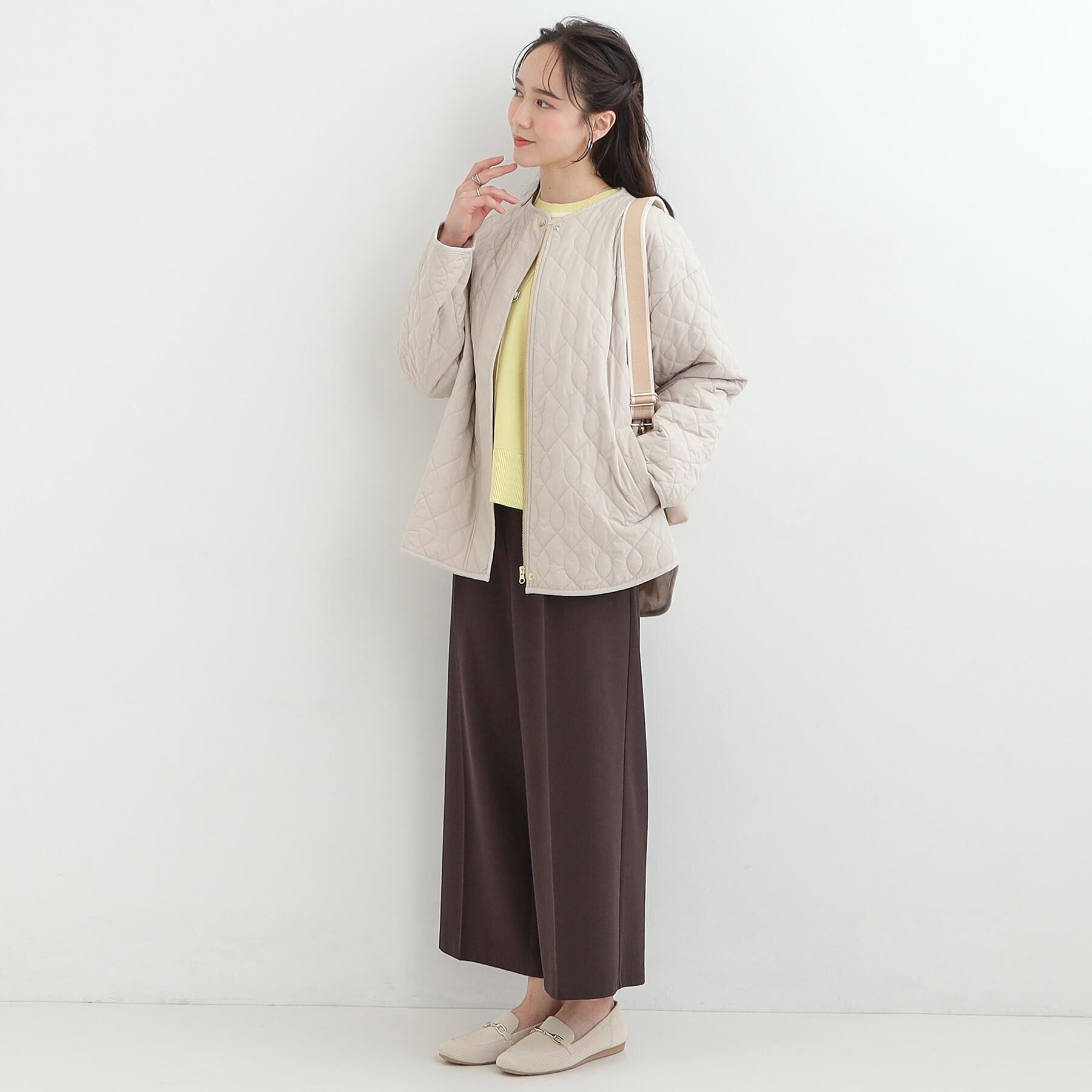 SHOO･LA･RUE「【洗濯機可/S-LL】軽やかなパイピングがポイント スウェットライクニット」|ニット・セーター|