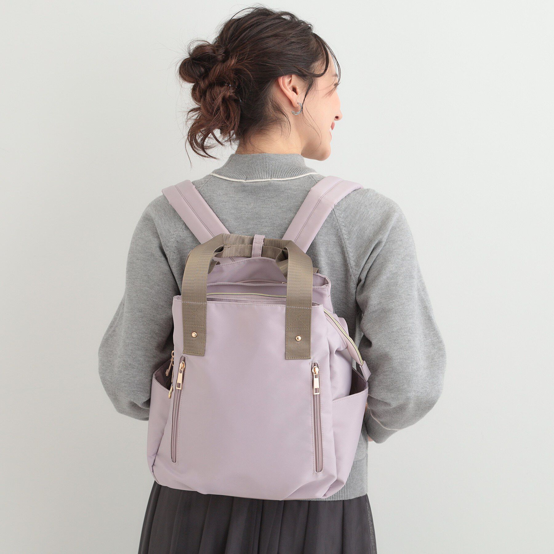 SHOO･LA･RUE「【撥水／2WAY】トートにもなる低反発ベルトの3層リュック」|リュック|パープル(081)