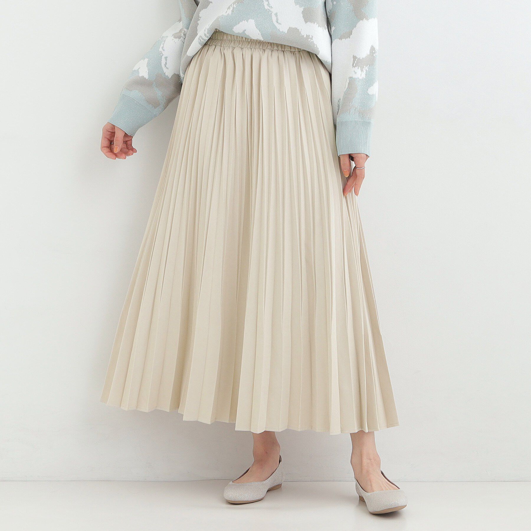 SHOO･LA･RUE「【洗濯機可/S-LL】きれいめにもカジュアルにも スエードライク プリーツスカート」|スカート|
