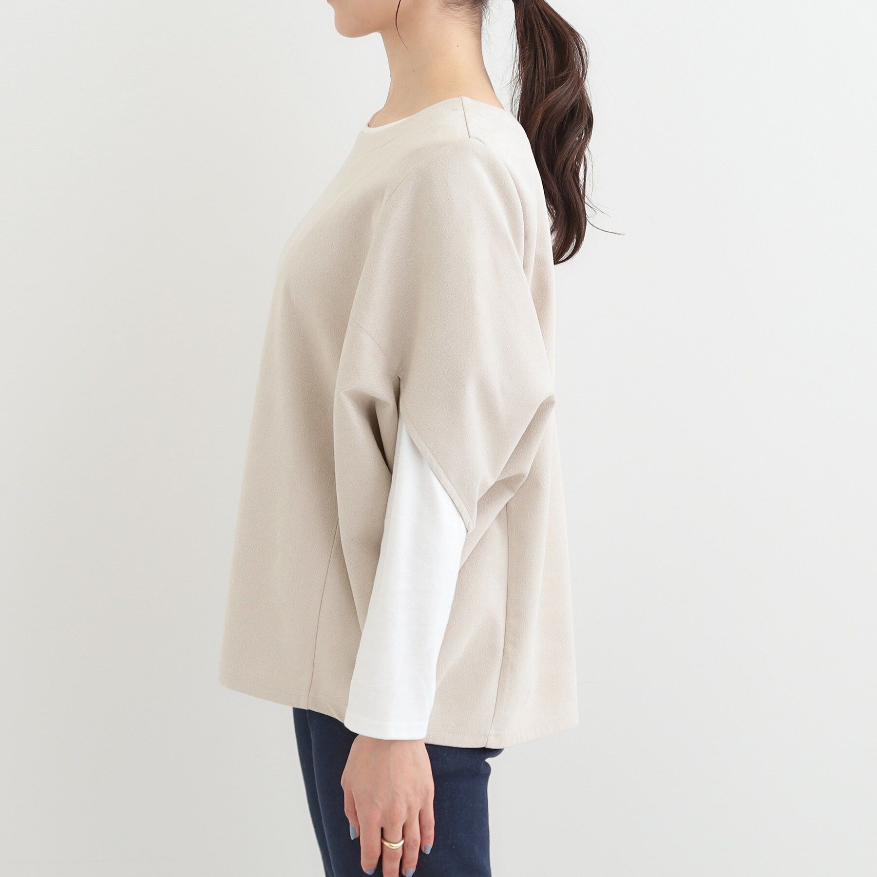 SHOO･LA･RUE「【体型カバー/2点セット】ポンチョ風 スエードライクトップス+ロンT」|その他|