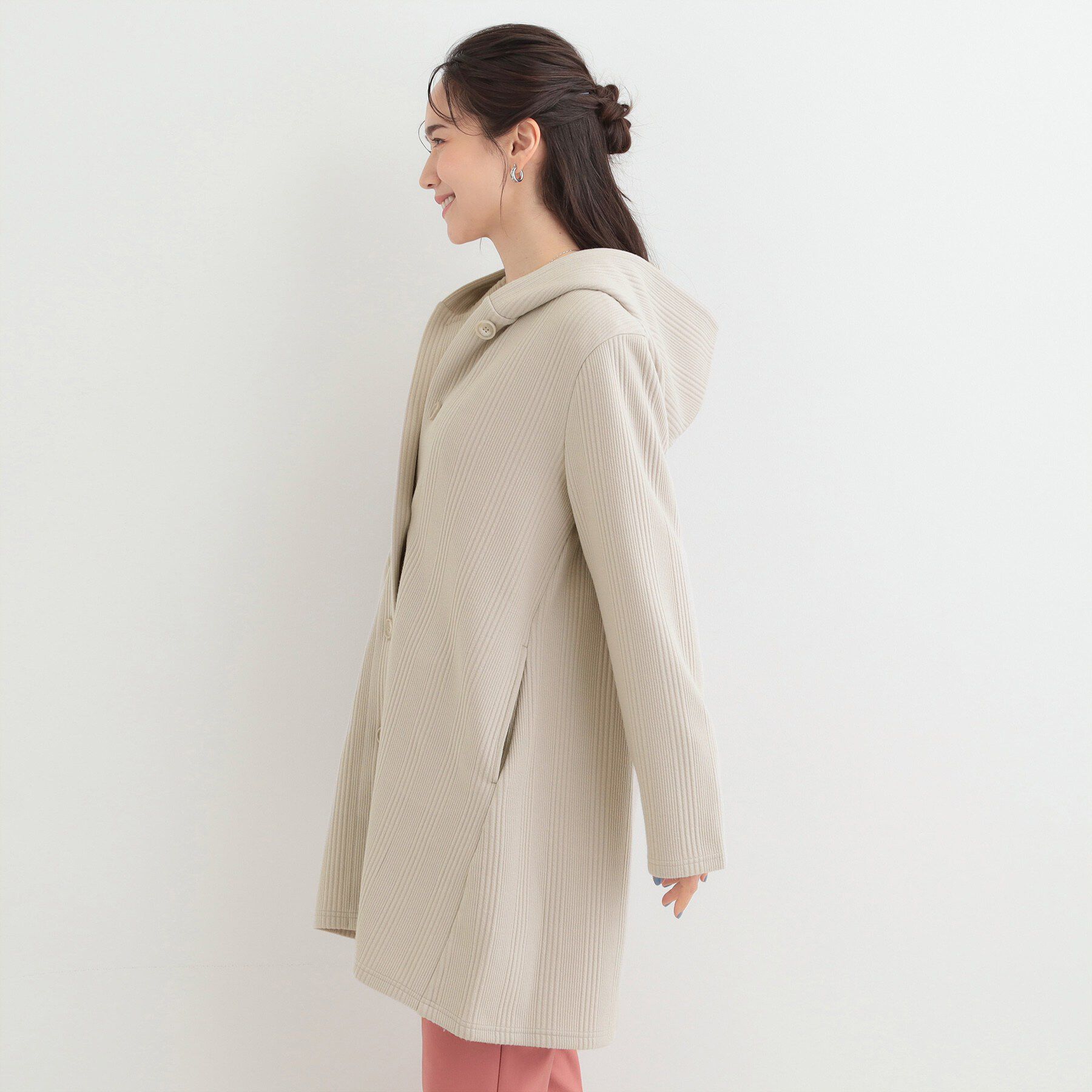 SHOO･LA･RUE「【洗濯機可/S-LL】体型をカバーしながらスマートに魅せる。ストライプジャカード コーディガン」|その他|