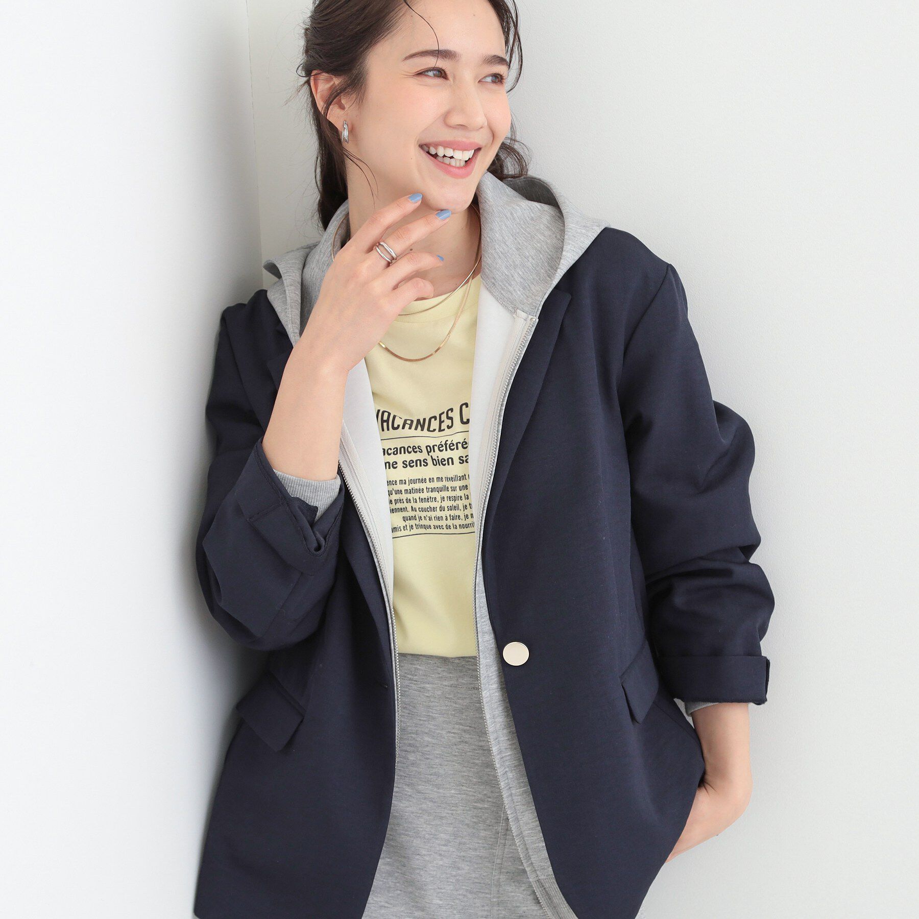 SHOO･LA･RUE「【S-LL/セットアップ可/イージーケア/UV】オンにもオフにも 軽やかシングルジャケット」|テーラードジャケット|ネイビー(094)