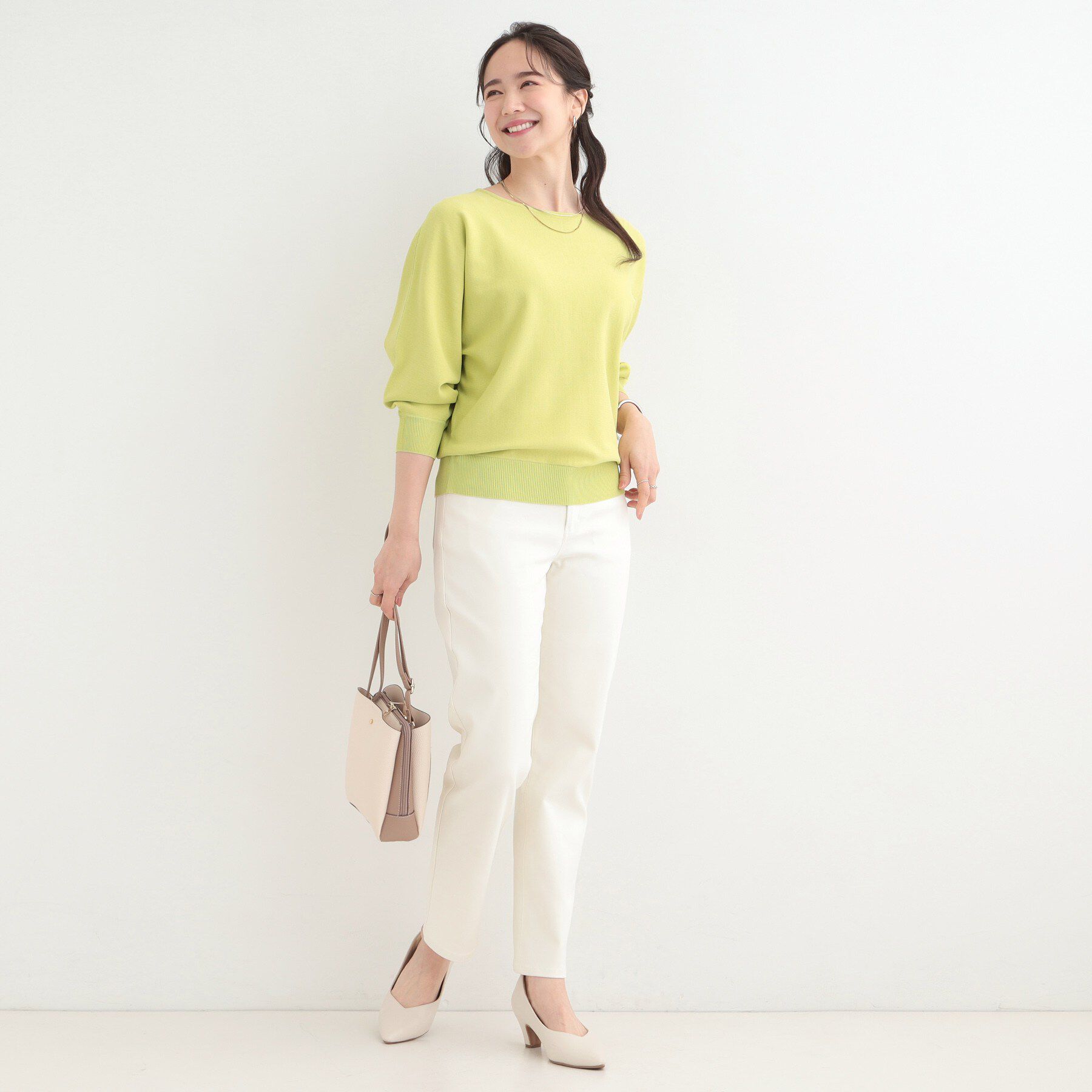 SHOO･LA･RUE「【洗濯機可/S-LL】さらりと軽やか インせず着られる すっきり見えドルマンニット」|ニット・セーター|