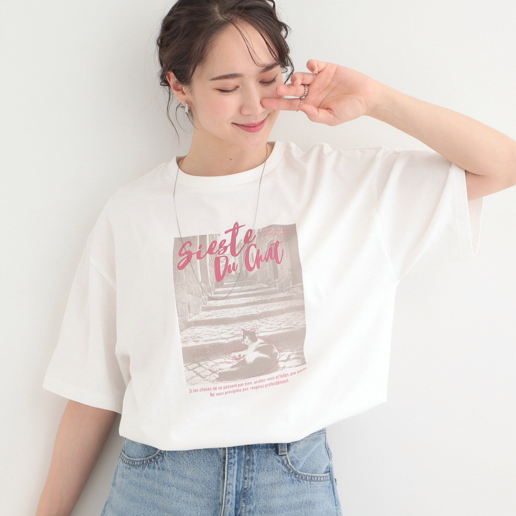 SHOO･LA･RUE「【綿100％/S-LL/プチプラ】選べる3柄 プリントアソートTシャツ」|Tシャツ・カットソー|ホワイト(301)