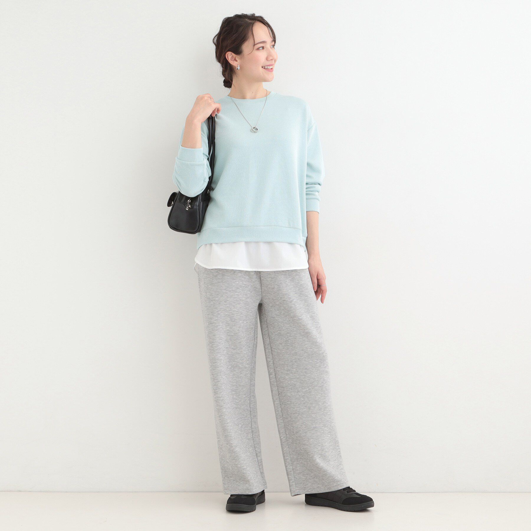 SHOO･LA･RUE「【洗濯機可】1枚でサマ見え ラメニットソー レイヤード風トップス」|Tシャツ・カットソー|