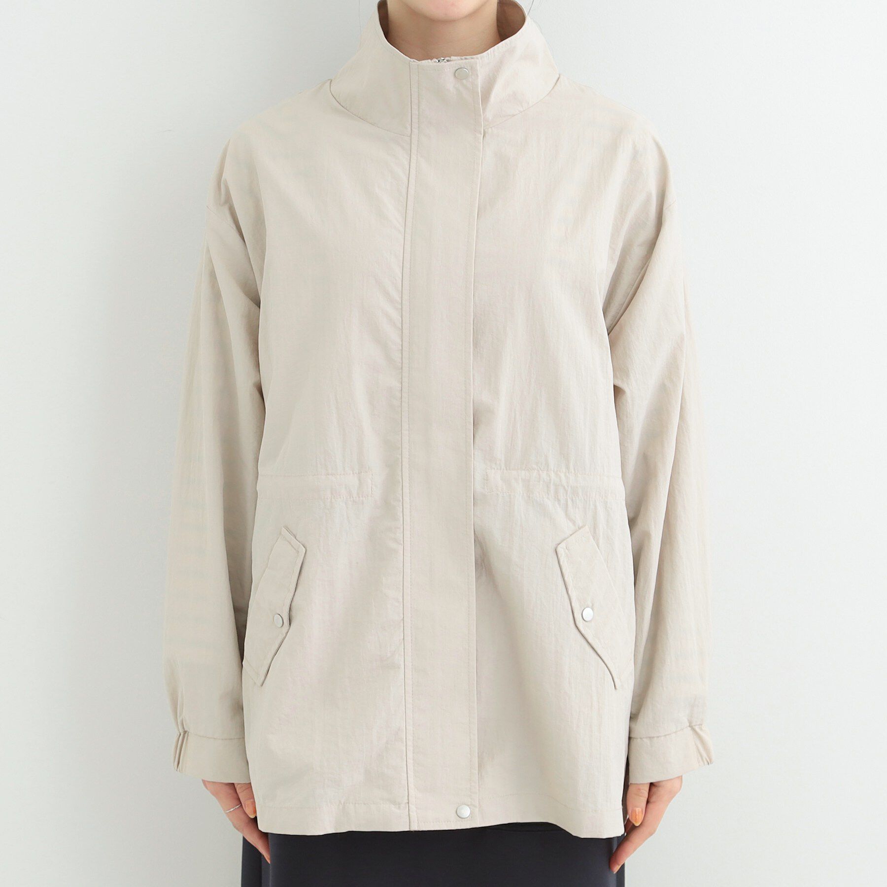 SHOO･LA･RUE「【防花粉/S-LL】ウエストマークですっきり見え　軽やかスタンドブルゾン」|ブルゾン・スタジャン|