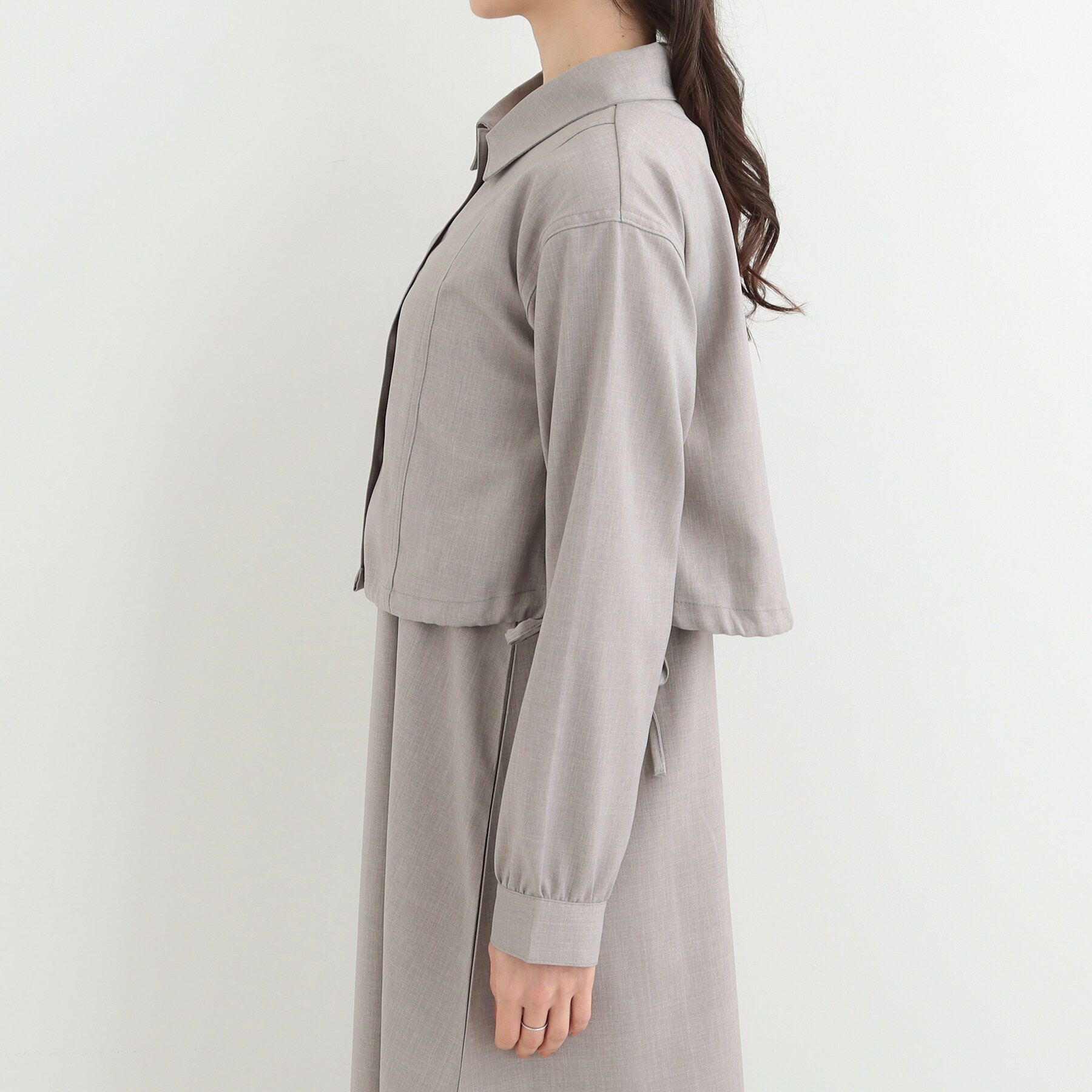 SHOO･LA･RUE「【2点セット/S-LL】おとなの抜け感 ショート丈シャツ＋キャミワンピース」|スーツ|