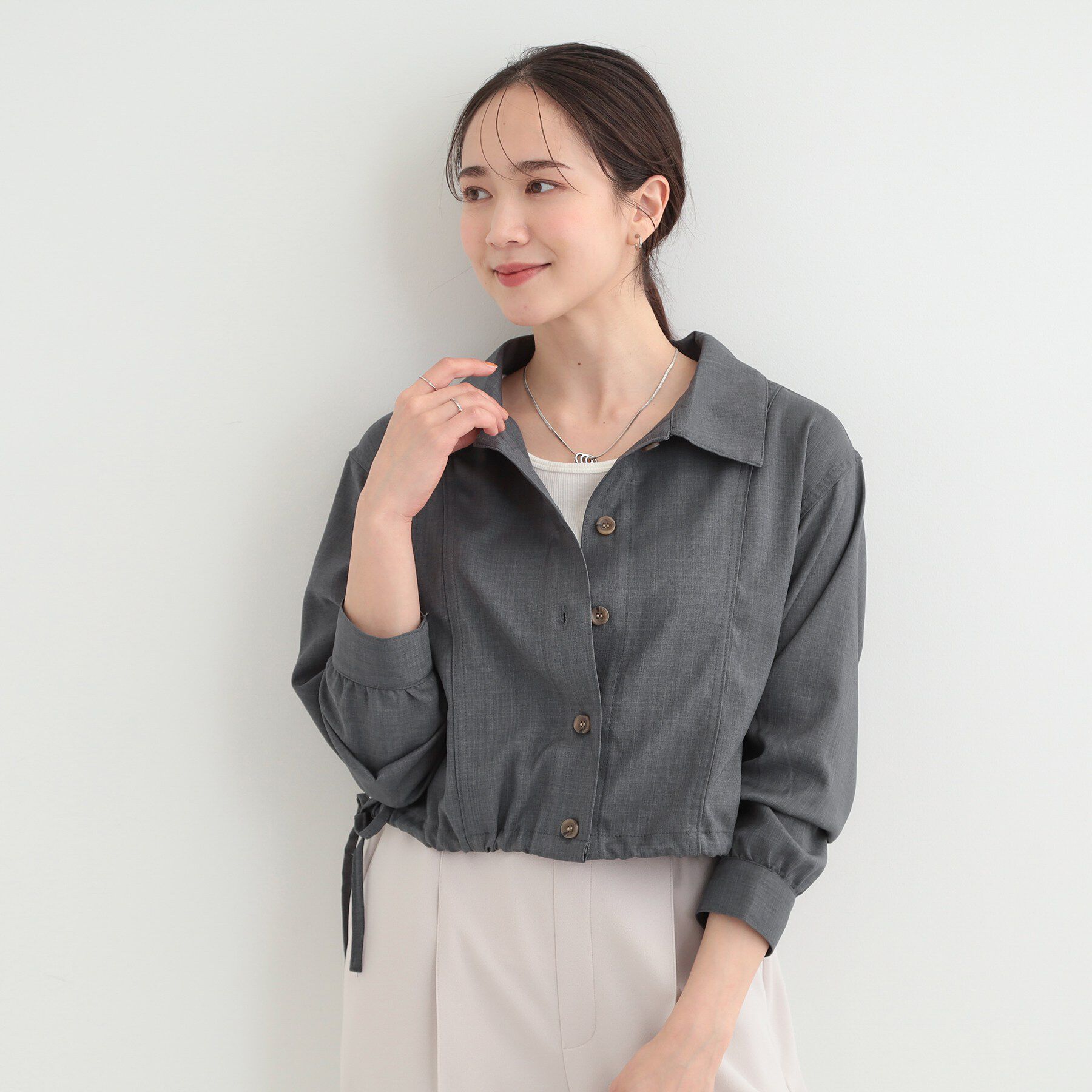 SHOO･LA･RUE「【2点セット/S-LL】おとなの抜け感 ショート丈シャツ＋キャミワンピース」|スーツ|