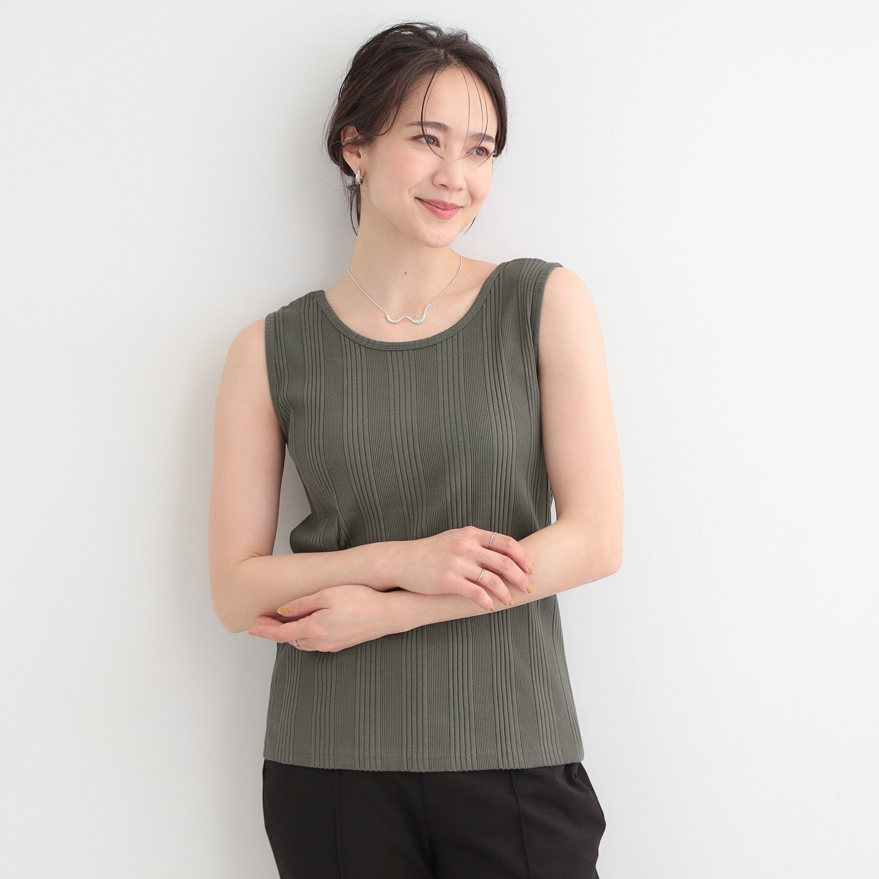 SHOO･LA･RUE「【前後2WAY/洗濯機可/S-LL】毎日のお供に ランダムテレコタンクトップ」|キャミソール|