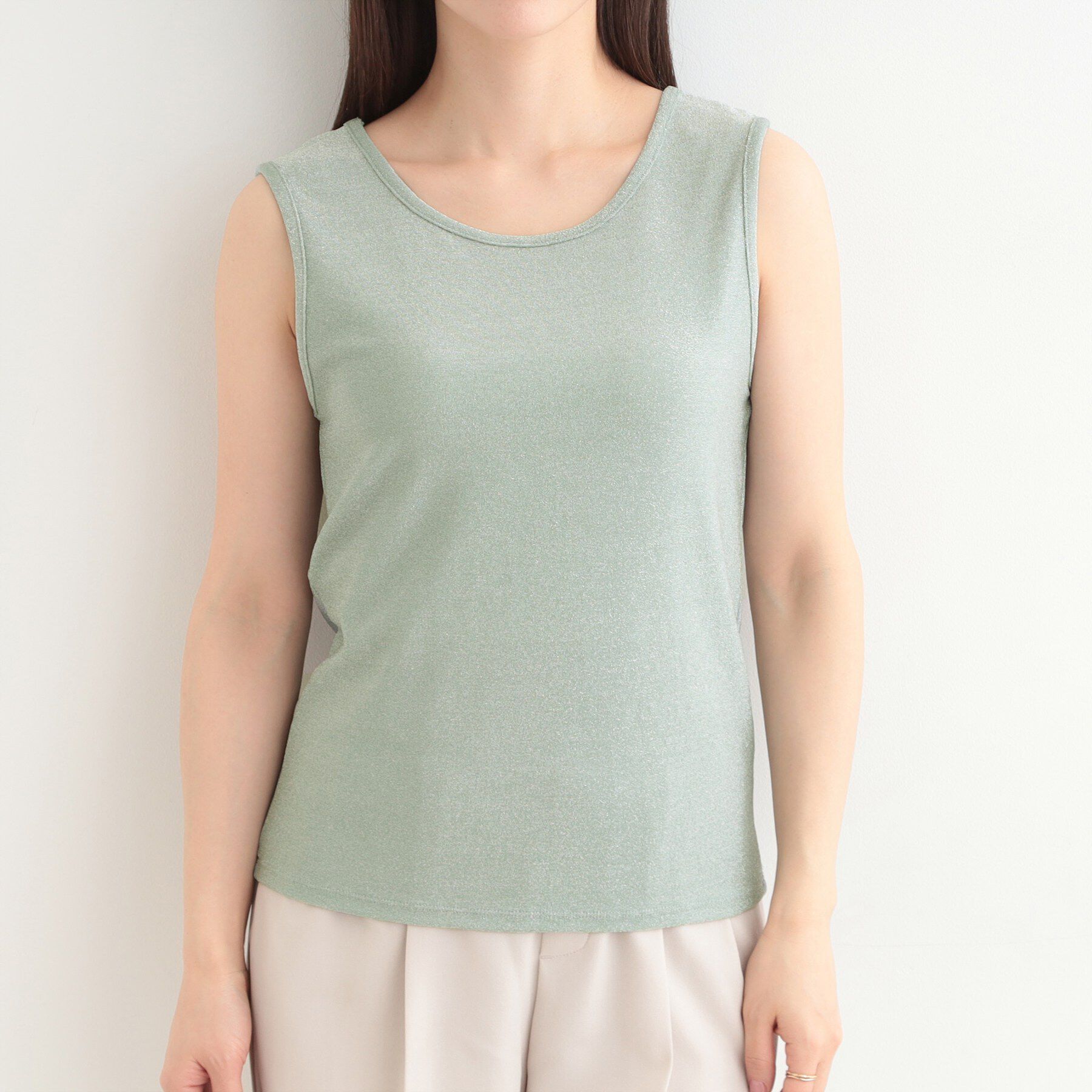 SHOO･LA･RUE「【洗える/S-LL】コーデのさりげないアクセントに　きらきらラメタンク」|キャミソール|