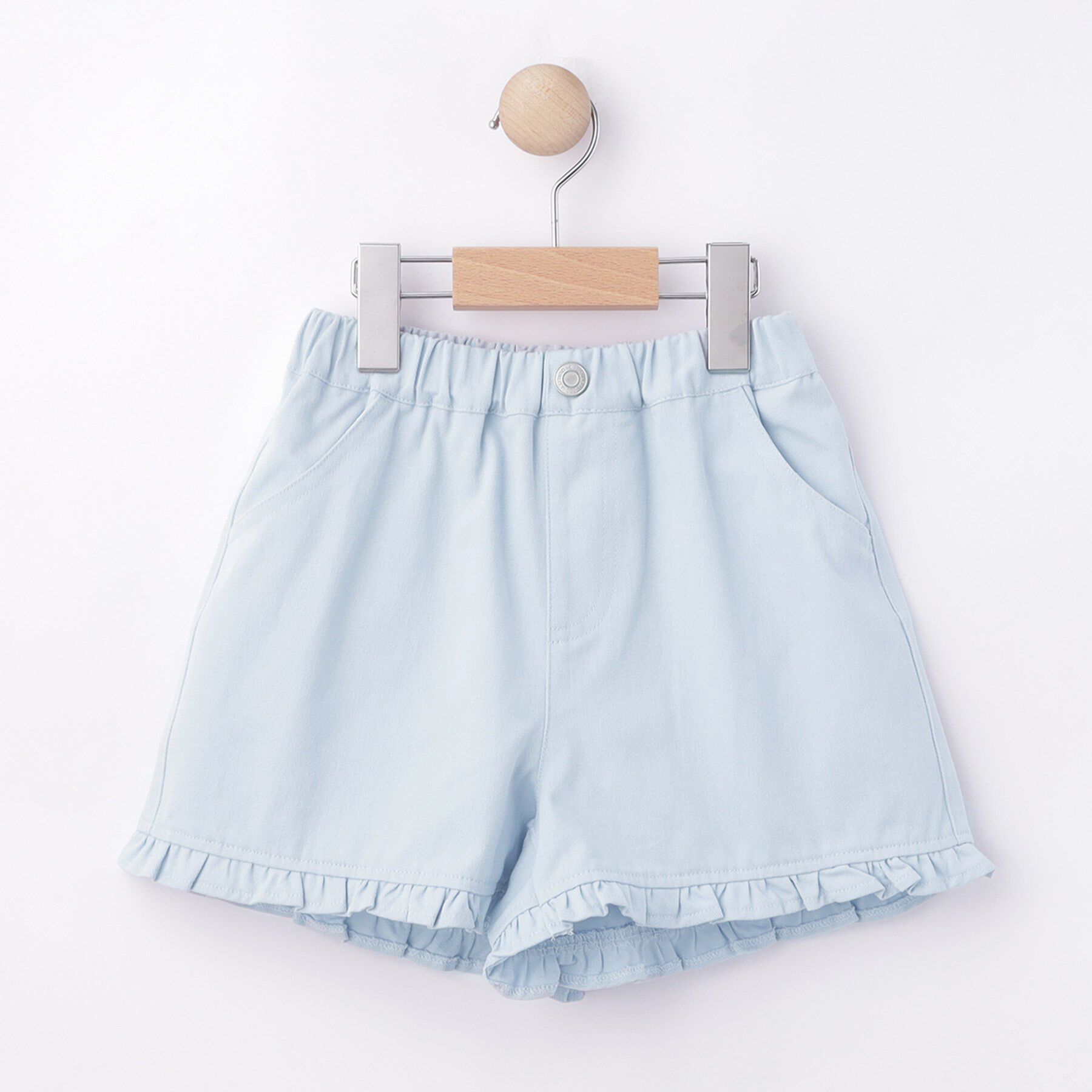 SHOO･LA･RUE「【100-150cm】フリルショートパンツ」|キュロット|サックスブルー(09