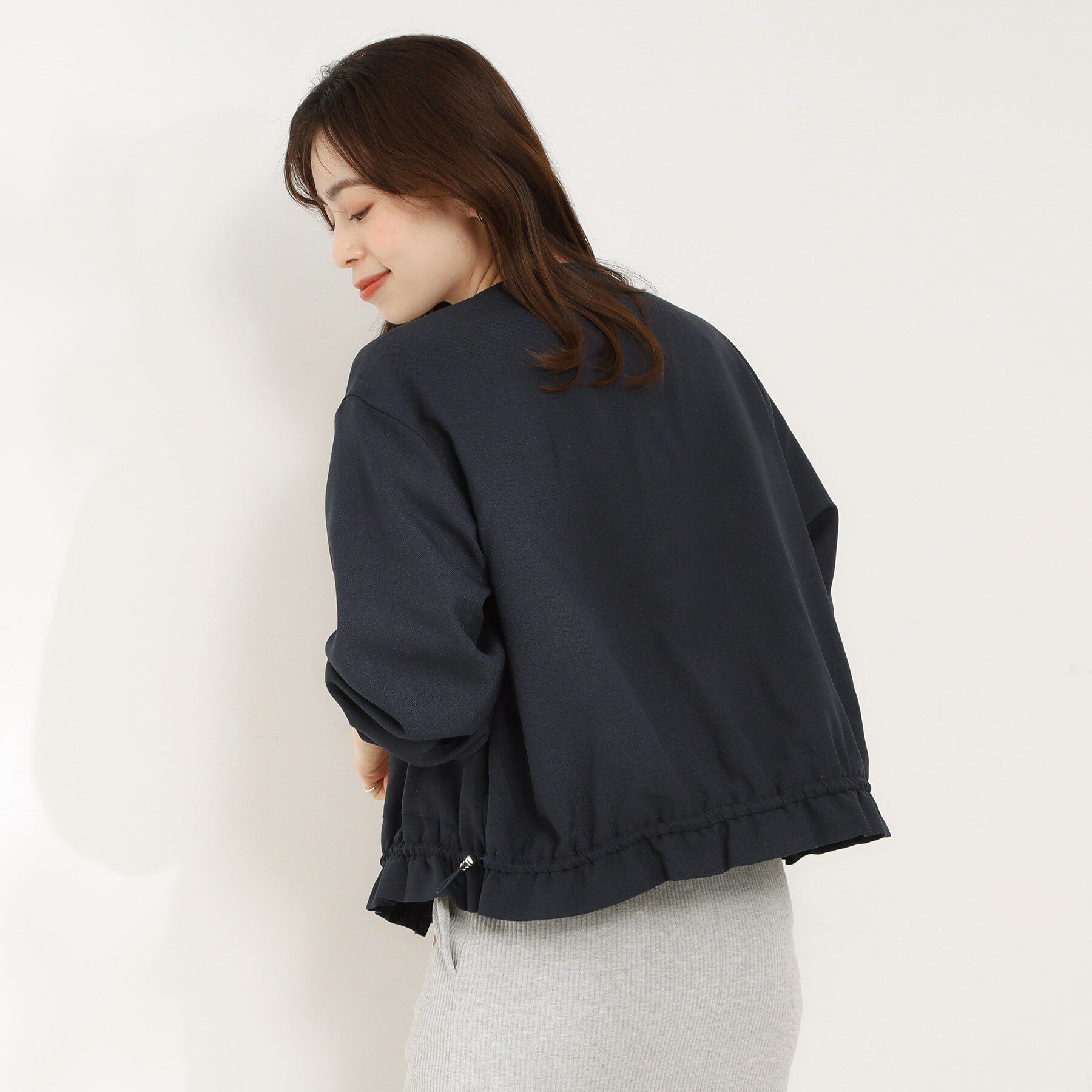 SHOO･LA･RUE「【S-LL】スタイルアップを叶える　大人のドロストブルゾン」|ブルゾン・スタジャン|