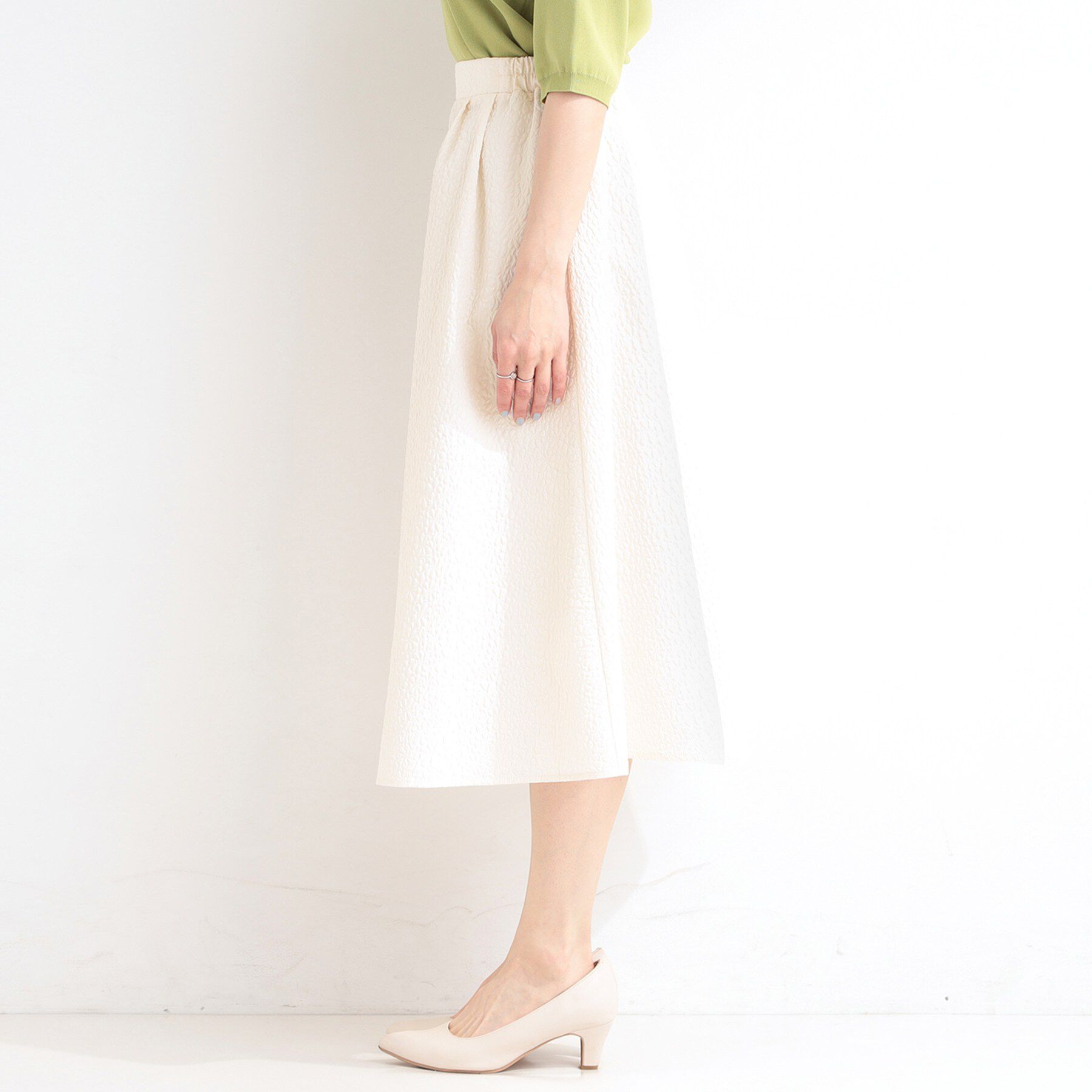 SHOO･LA･RUE「【洗濯機可/S-LL】上品なお花柄ジャカード フレアスカート」|スカート|