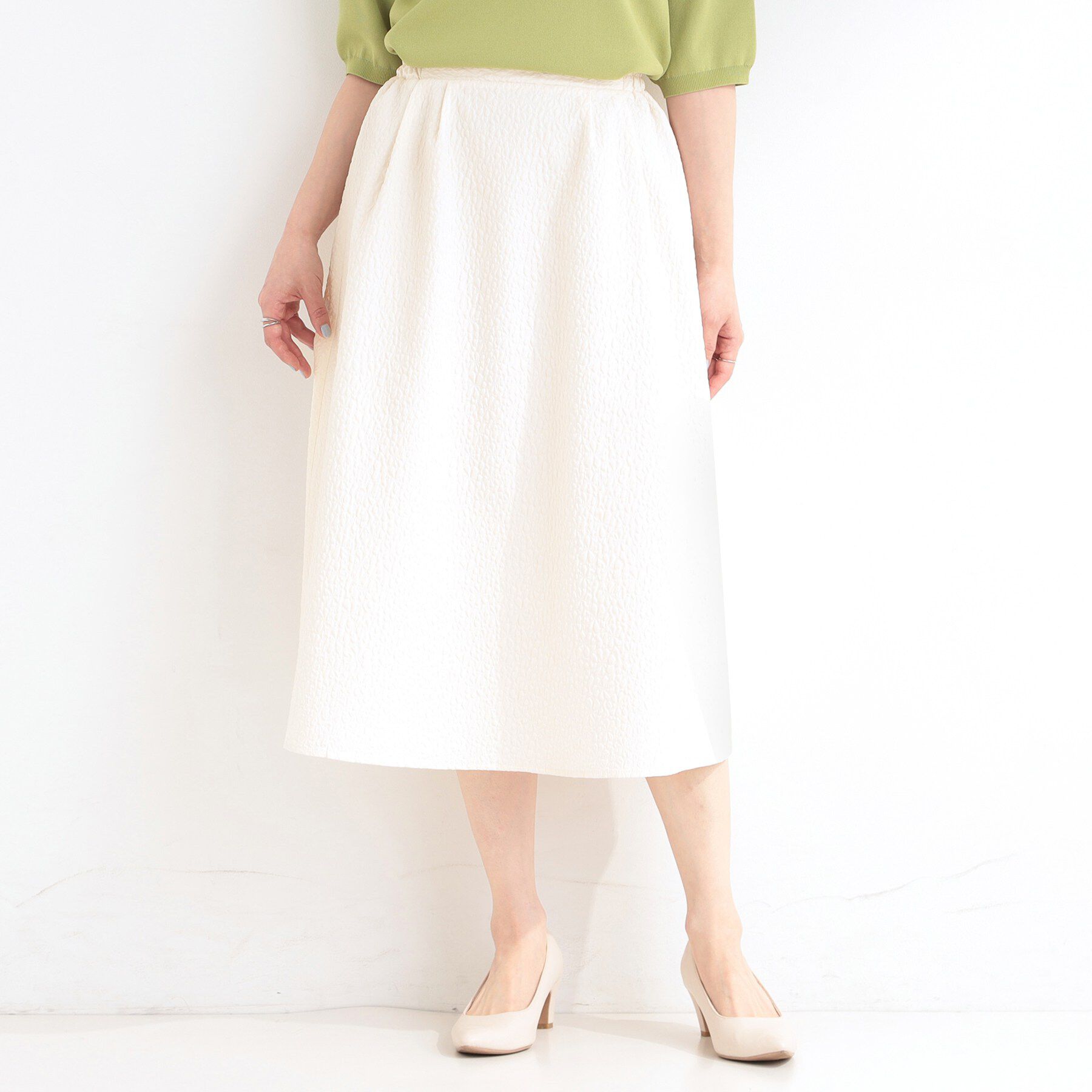 SHOO･LA･RUE「【洗濯機可/S-LL】上品なお花柄ジャカード フレアスカート」|スカート|