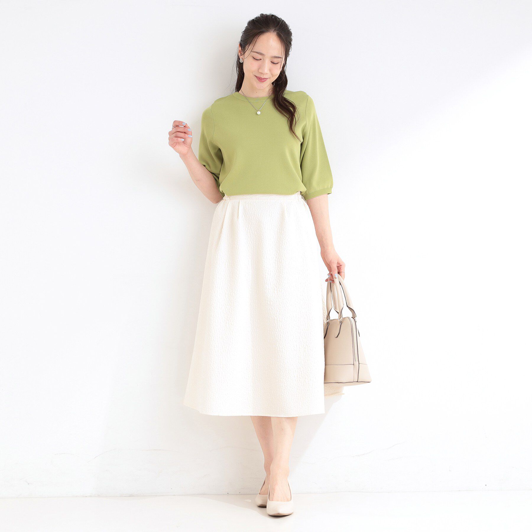 SHOO･LA･RUE「【洗濯機可/S-LL】上品なお花柄ジャカード フレアスカート」|スカート|