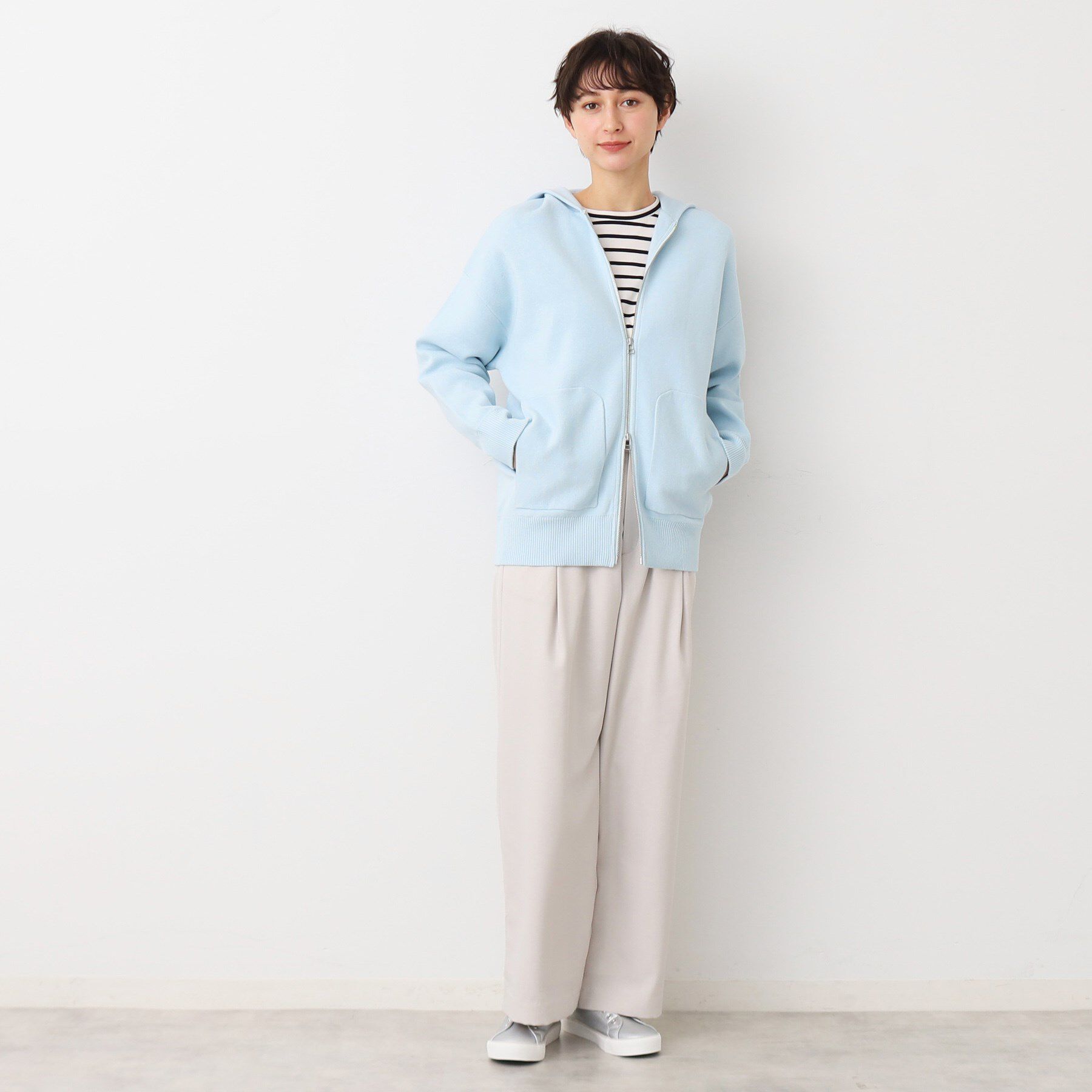 Dessin「【洗える】フーデットニットミラノリブカーデ」|カーディガン|