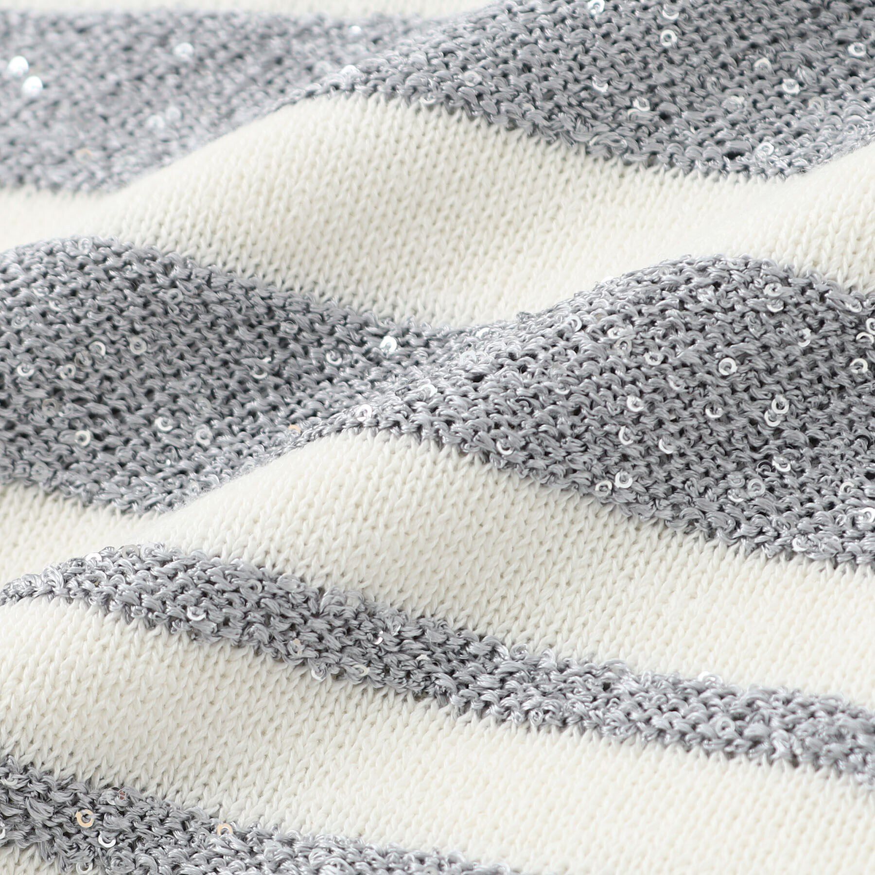 Dessin「【洗える】スパンコールラメボーダーニット」|ニット・セーター|