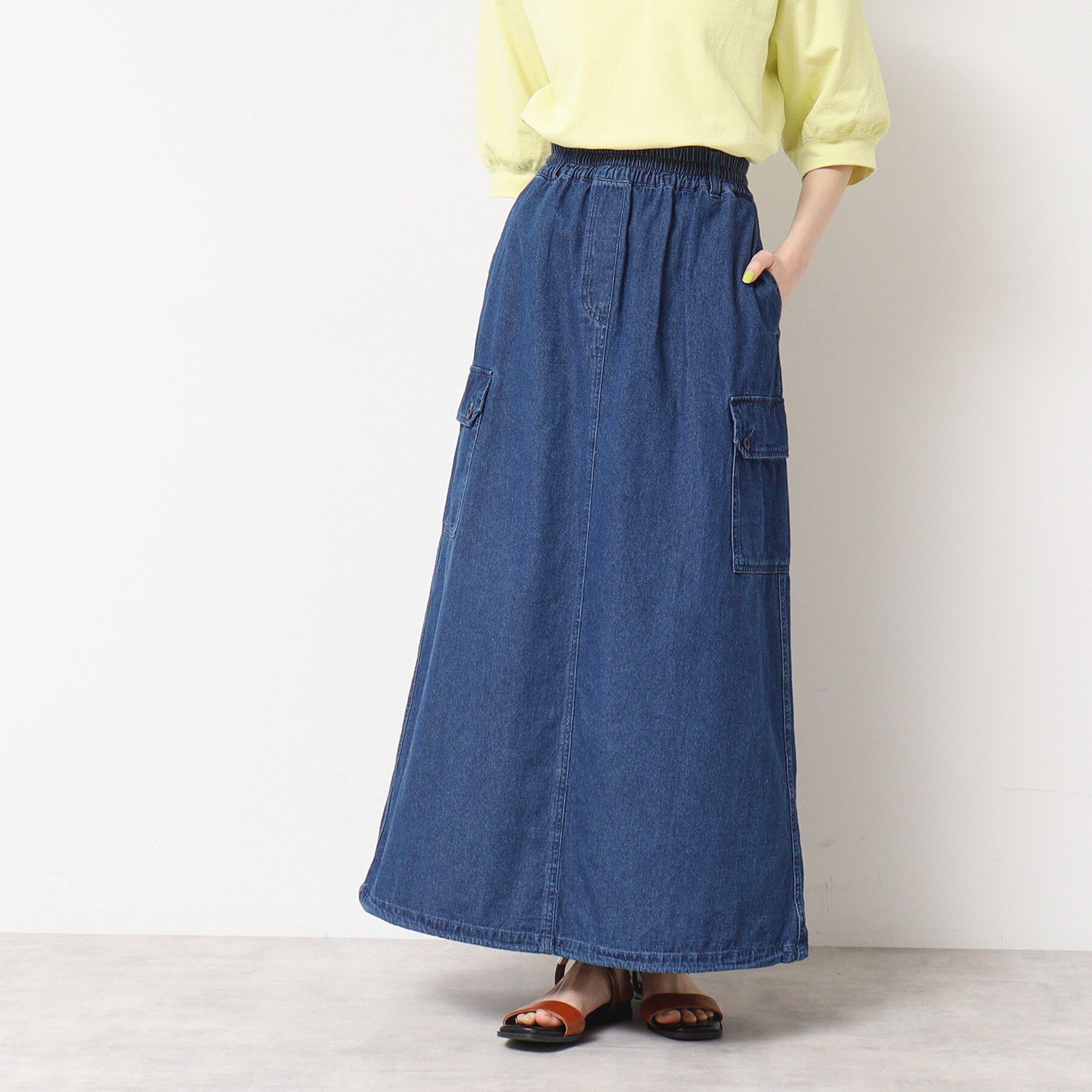 Dessin「【ウエストゴム・洗える】ドロストデニムスカート（S～L）」|スカート|ブルー(092)
