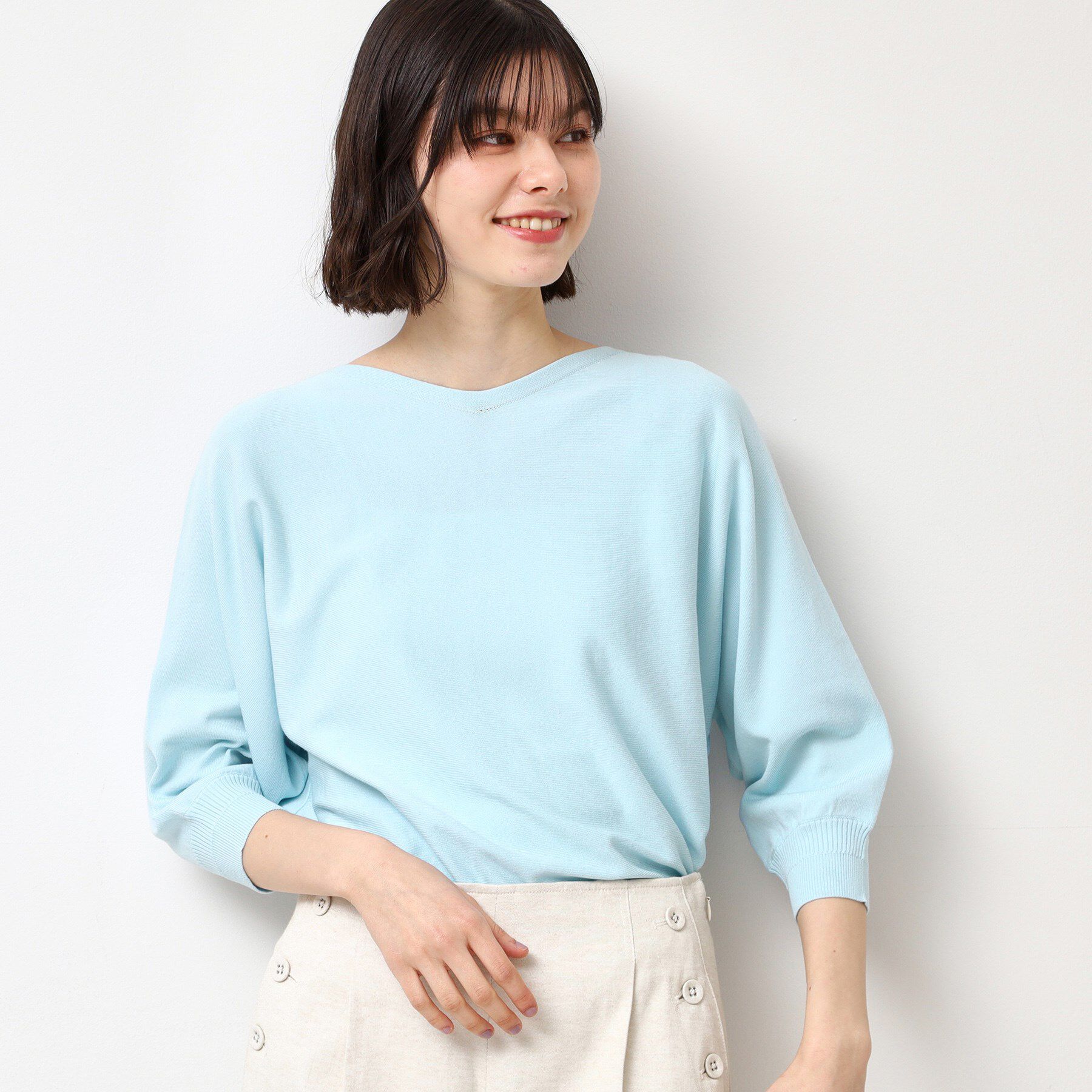 Dessin「【選べる7色展開・洗える】後ろボタンニットプルオーバー七分袖（XS～L）」|ニット・セーター|