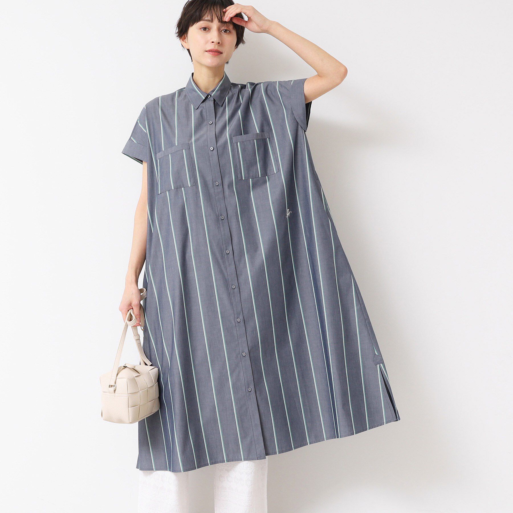 Dessin「【洗える】オリジナルストライプ柄シャツワンピース（S～L）」|ワンピース|