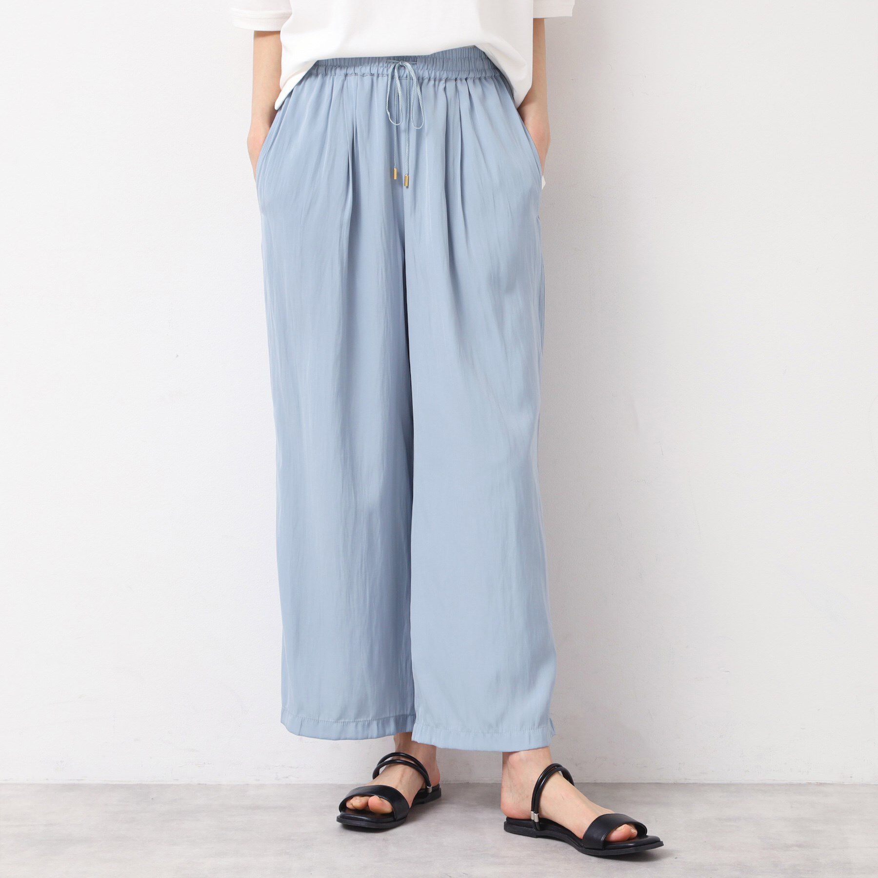 Dessin「【ウエストゴム・洗える】サテンワイドパンツ」|その他|