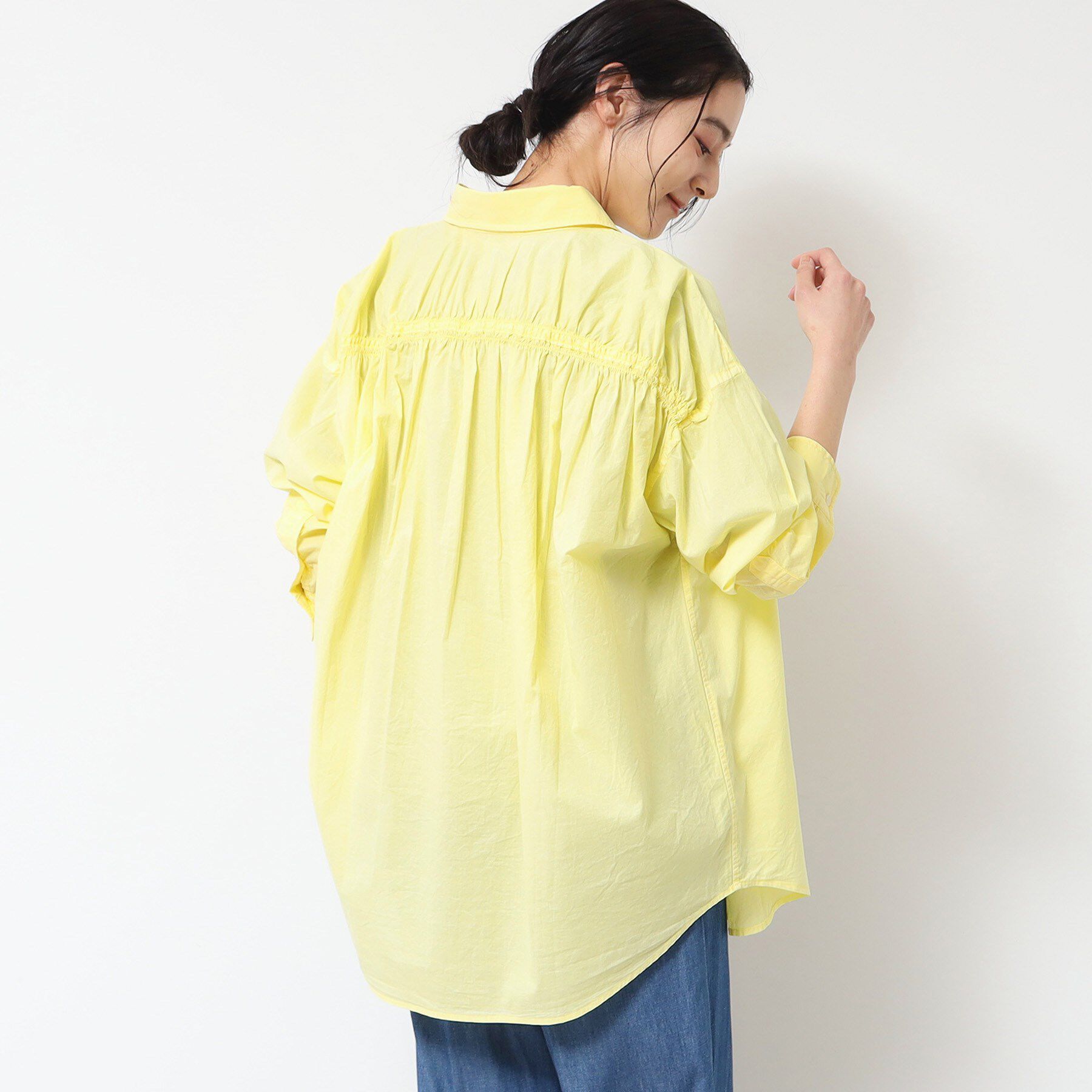 Dessin「【洗える】ピグメント染バックギャザーシャツ」|シャツ・ブラウス|