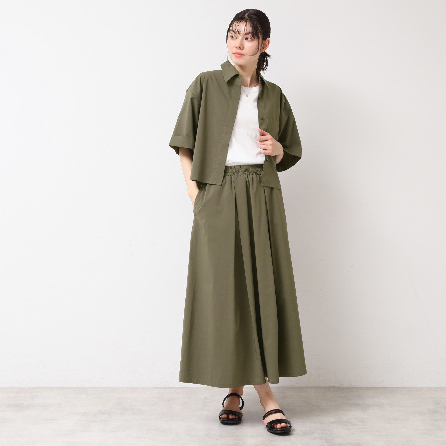 Dessin「【撥水・セットアップ可能・ウエストゴム】フレアースカート」|スカート|