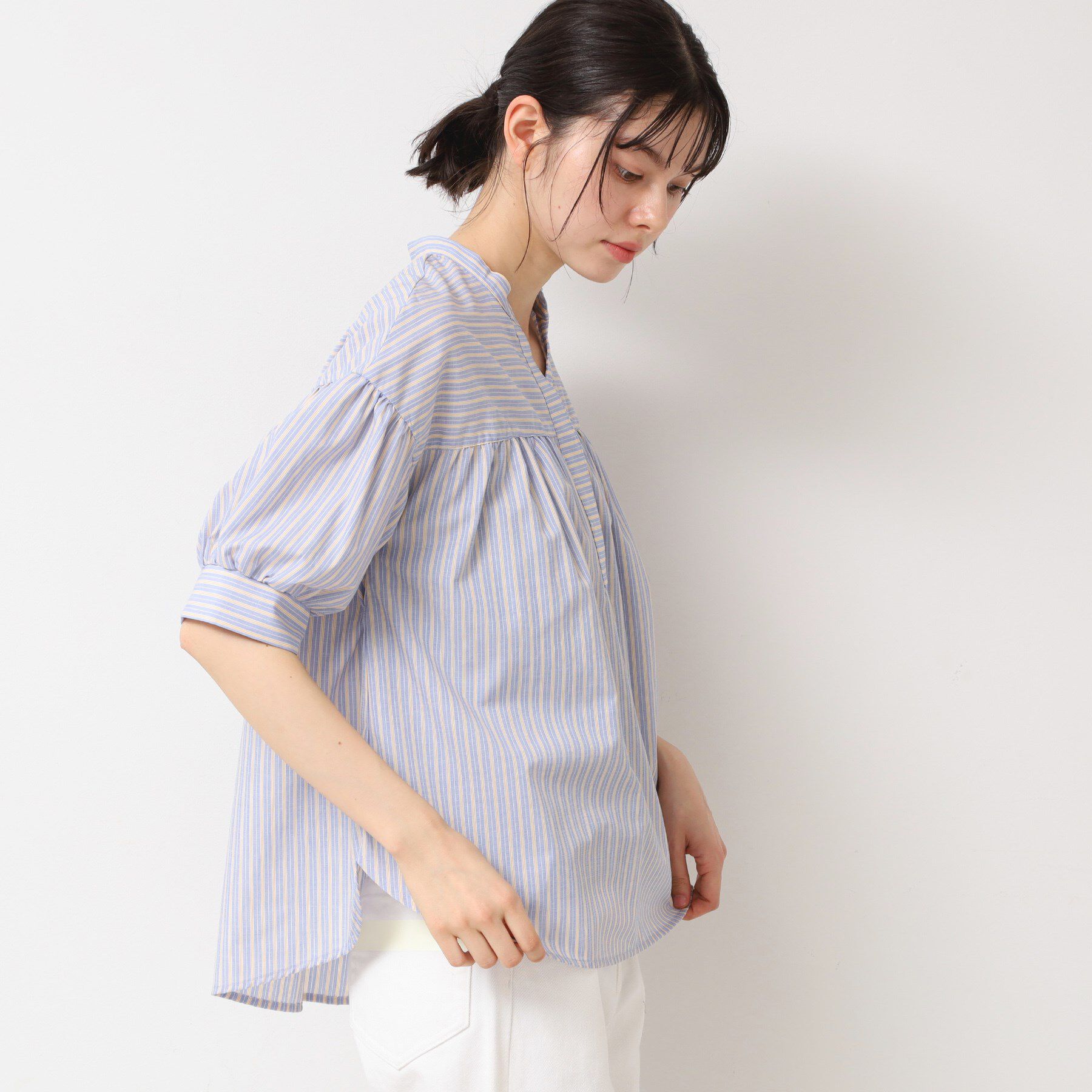 Dessin「【洗える・4サイズ展開】フロントスリット五分袖ブラウス（XS～L）」|シャツ・ブラウス|